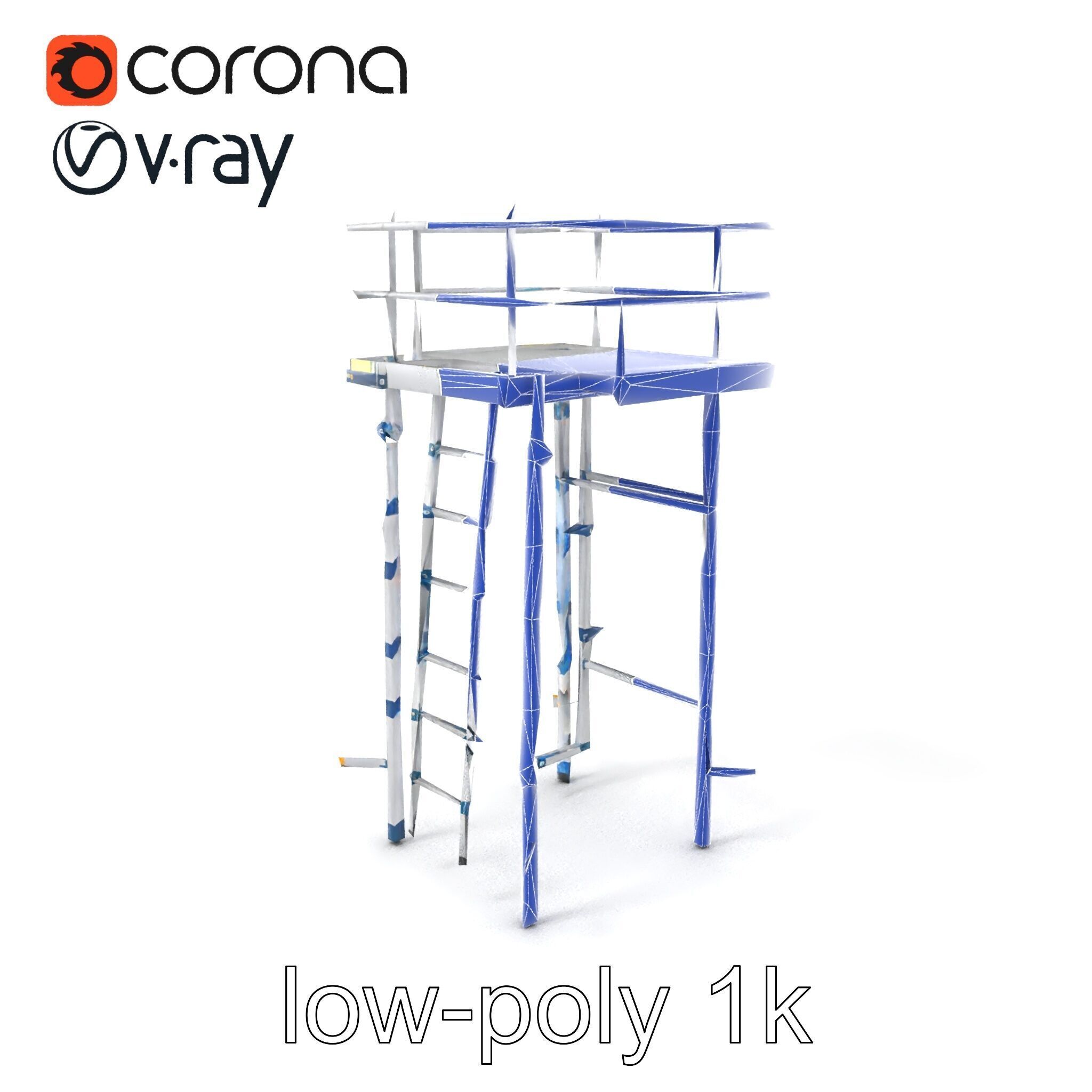 Modular Scaffold Ladder Heavy-Duty Metal Design model pack Low-poly 3D model_7