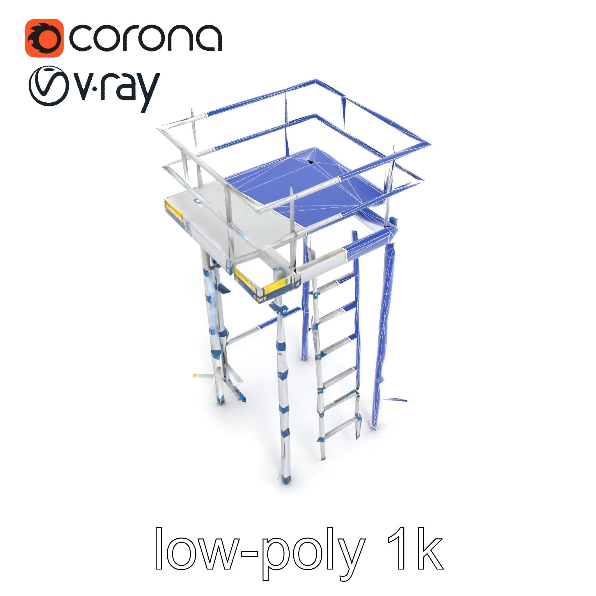 Modular Scaffold Ladder Heavy-Duty Metal Design model pack Low-poly 3D model_12