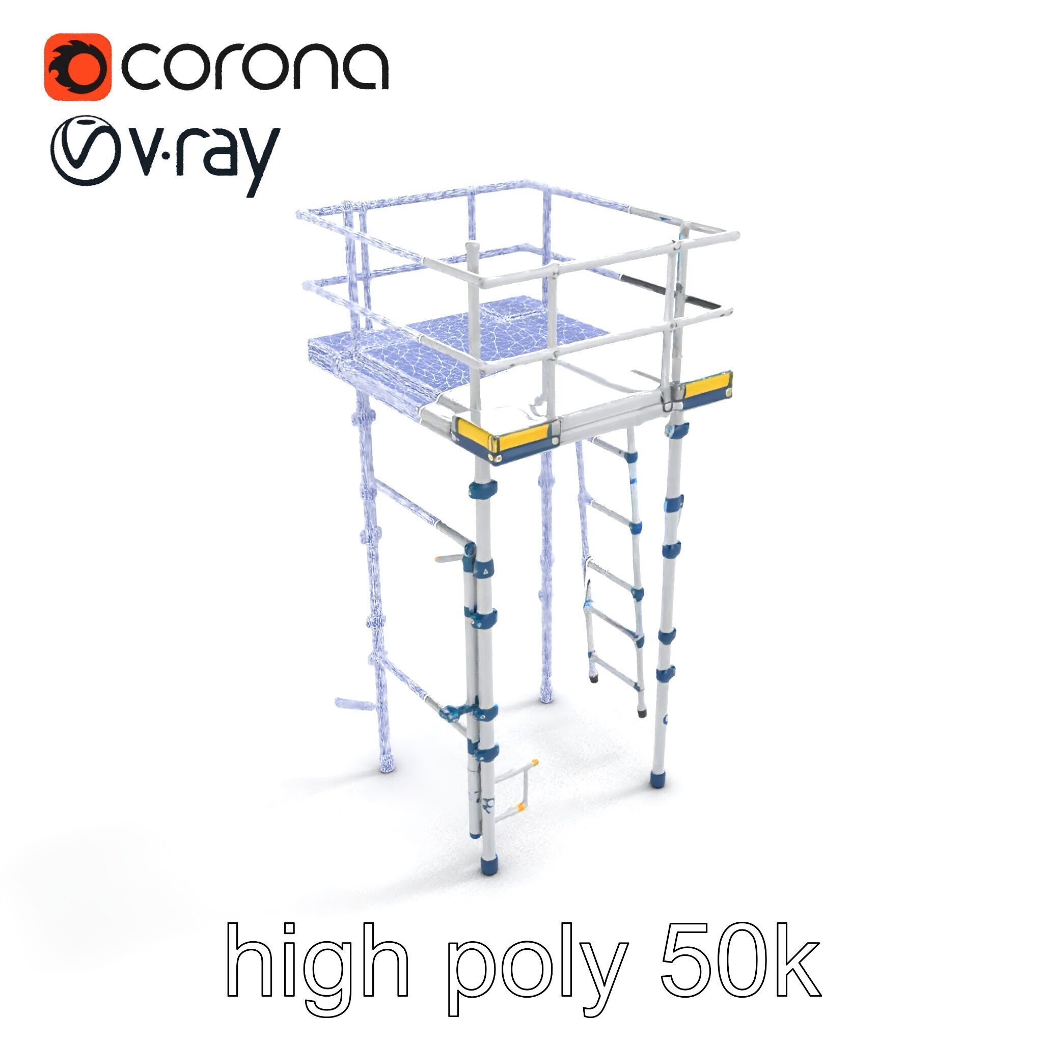 Modular Scaffold Ladder Heavy-Duty Metal Design model pack Low-poly 3D model_24