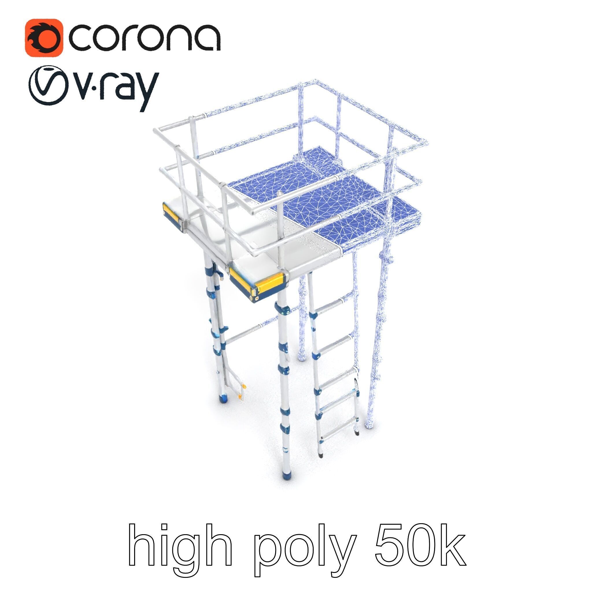 Modular Scaffold Ladder Heavy-Duty Metal Design model pack Low-poly 3D model_32
