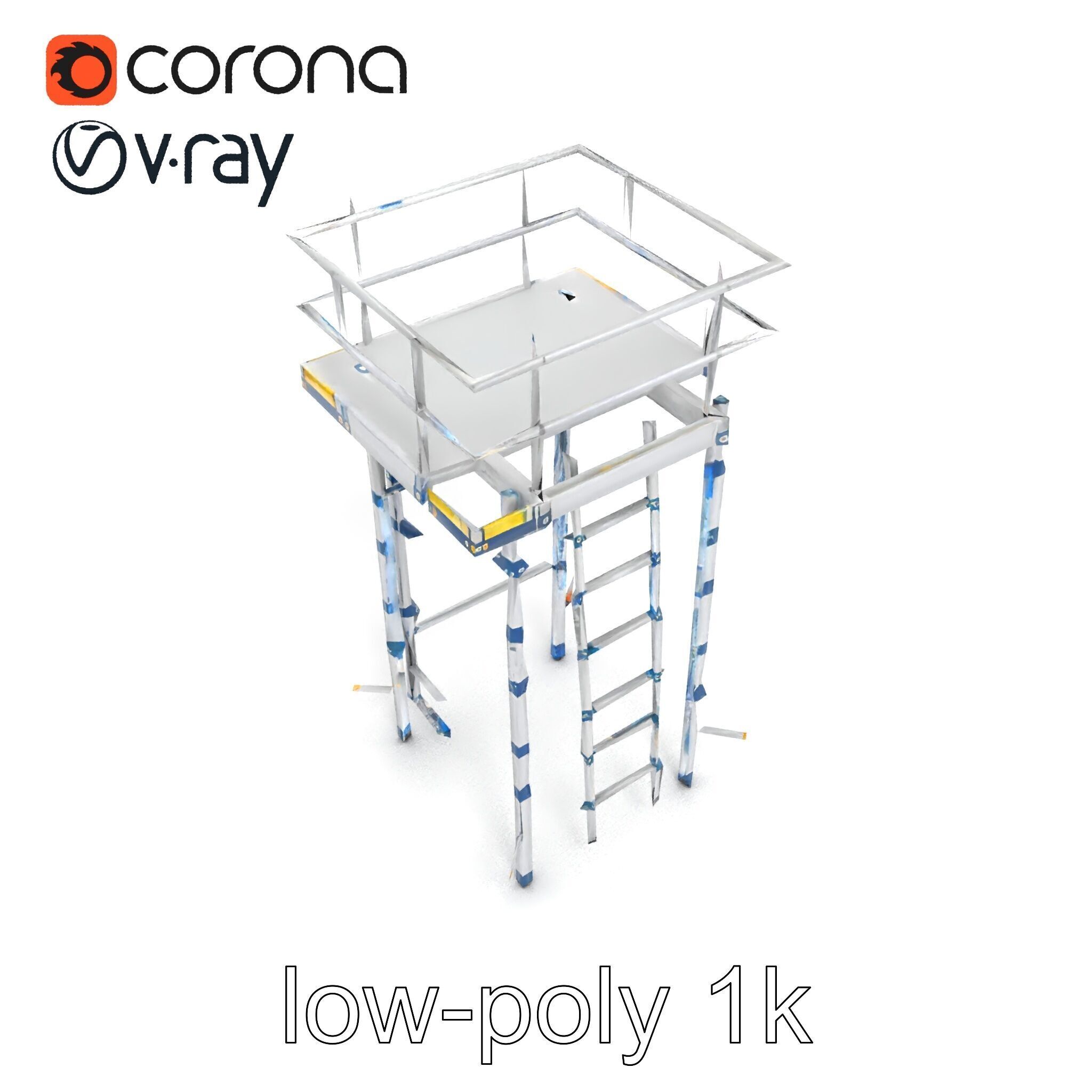 Modular Scaffold Ladder Heavy-Duty Metal Design model pack Low-poly 3D model_13