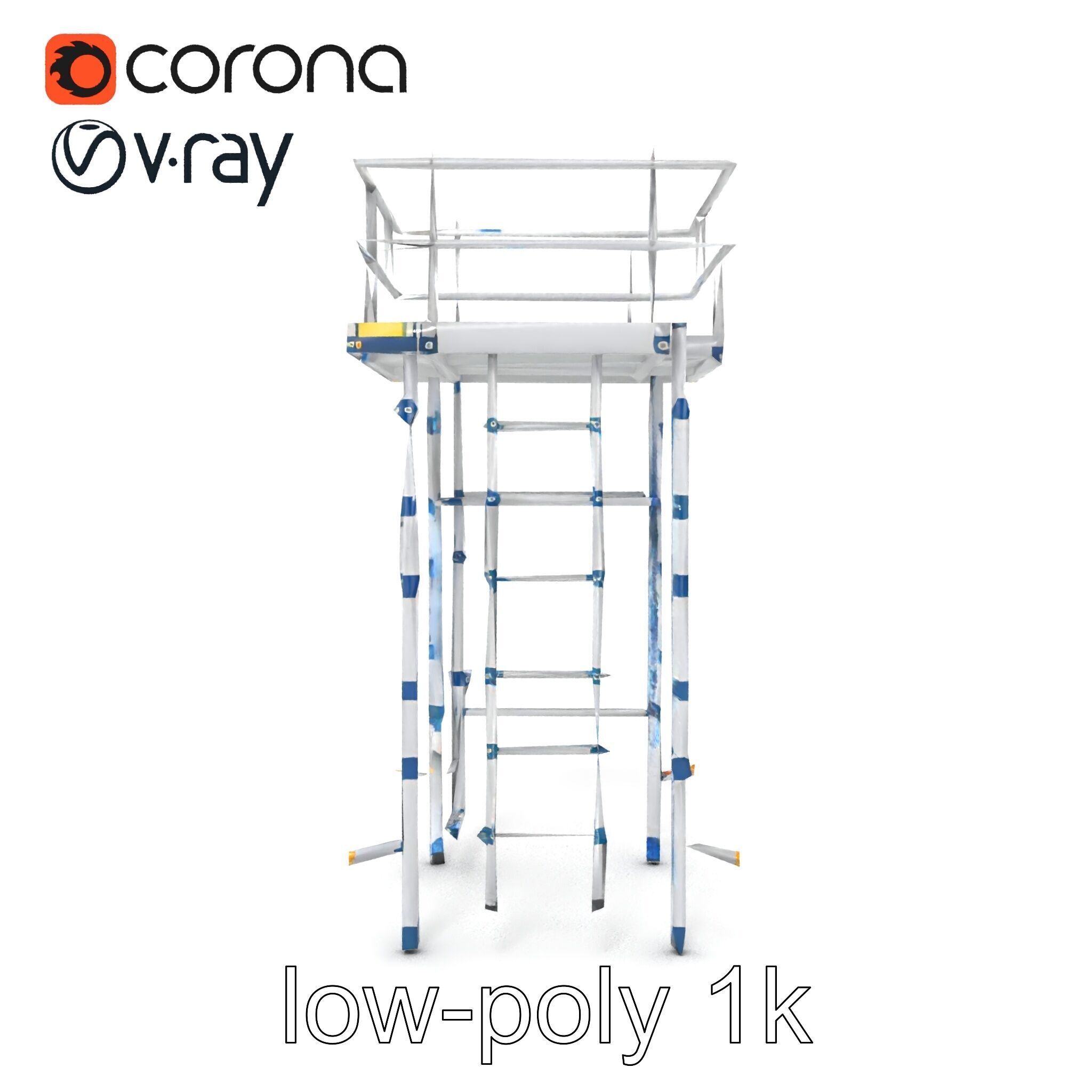 Modular Scaffold Ladder Heavy-Duty Metal Design model pack Low-poly 3D model_22