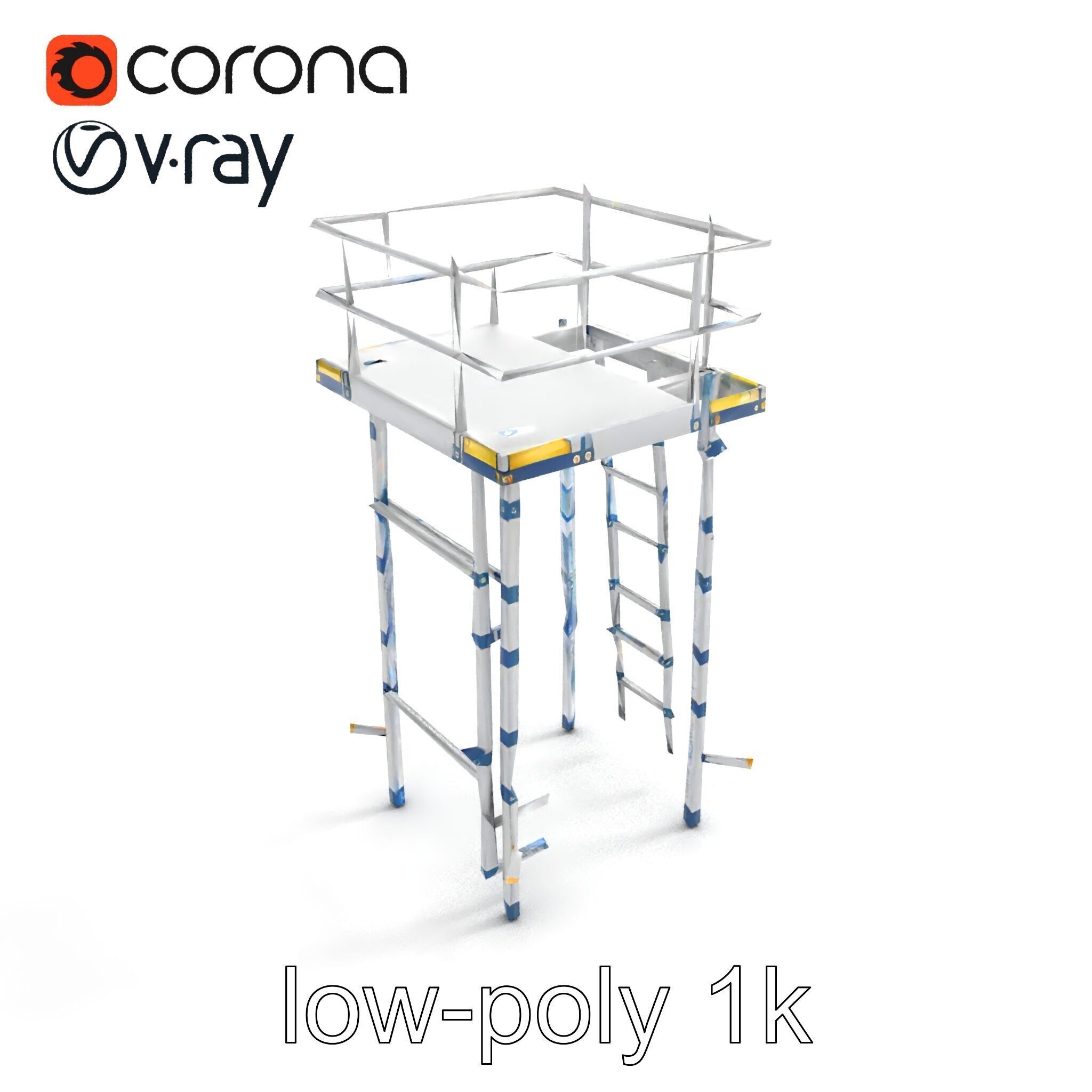 Modular Scaffold Ladder Heavy-Duty Metal Design model pack Low-poly 3D model_9