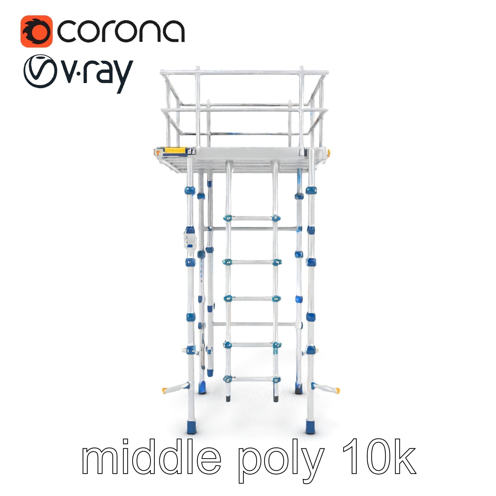 Modular Scaffold Ladder Heavy-Duty Metal Design model pack Low-poly 3D model_28