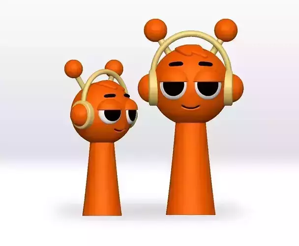 Oren Orange Sprunki STL 3mf Obj 3D Model Split file Character  3D print model