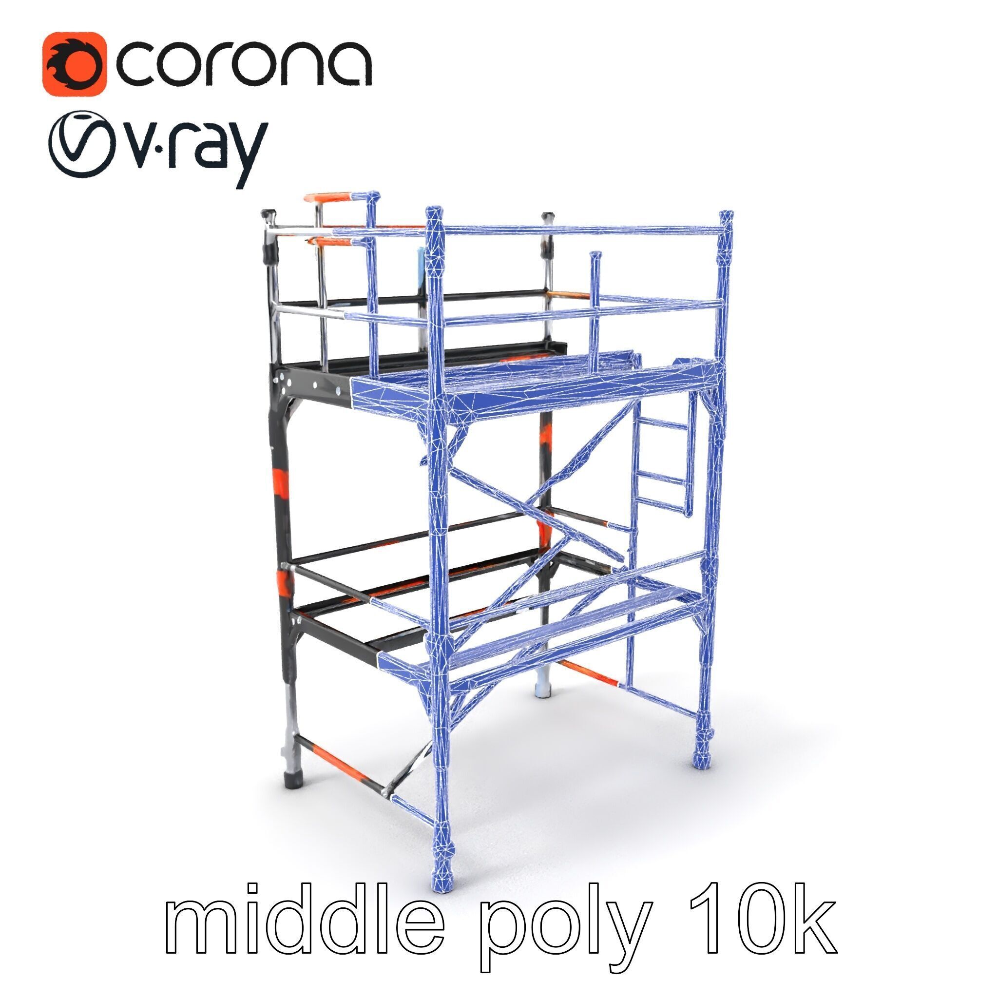 Industrial Scaffold Ladder Modular Platform model pack Low-poly 3D model_5