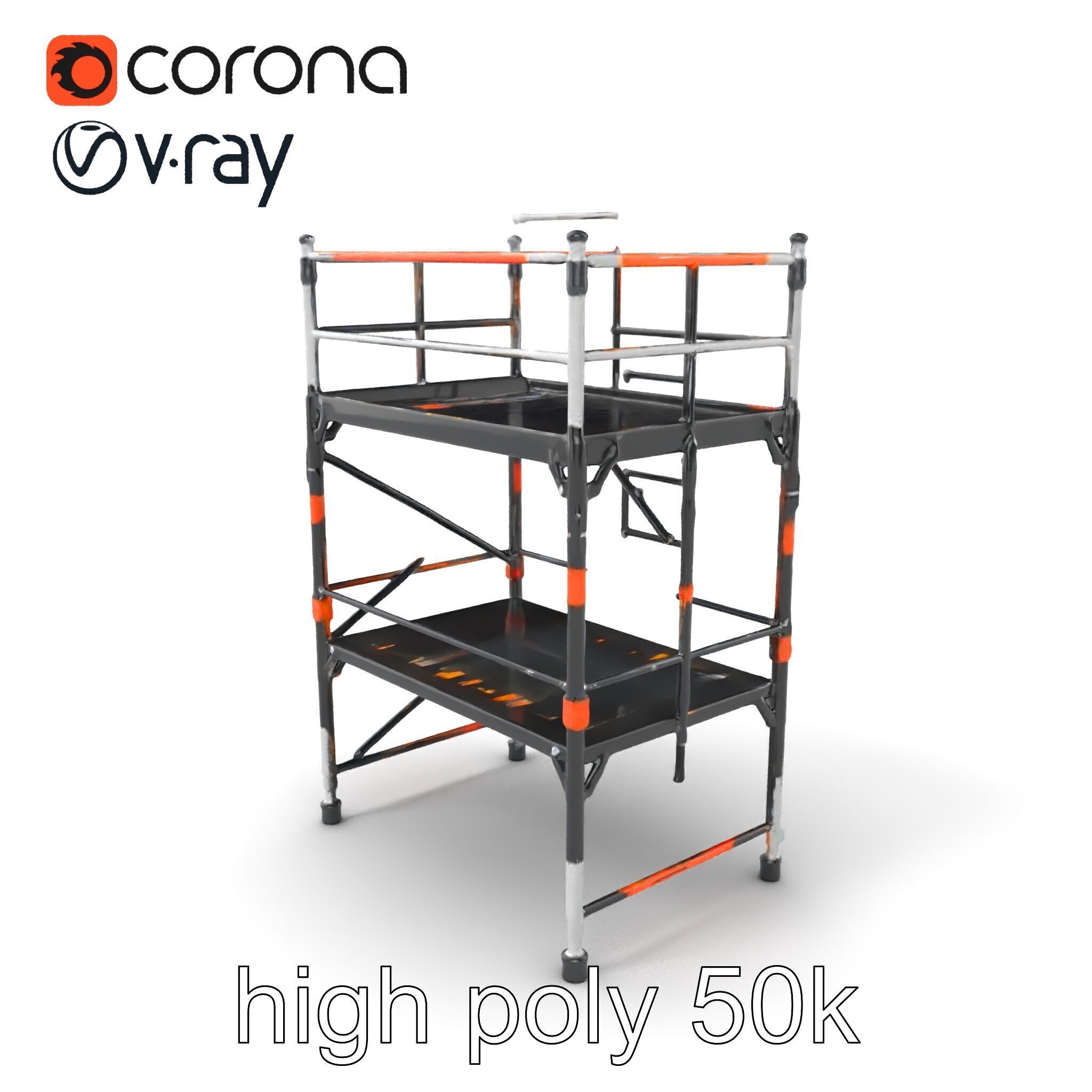 Industrial Scaffold Ladder Modular Platform model pack Low-poly 3D model_2