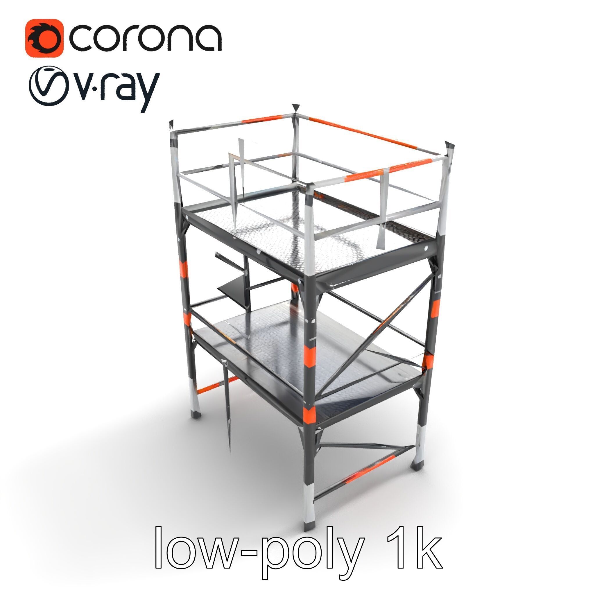 Industrial Scaffold Ladder Modular Platform model pack Low-poly 3D model_8