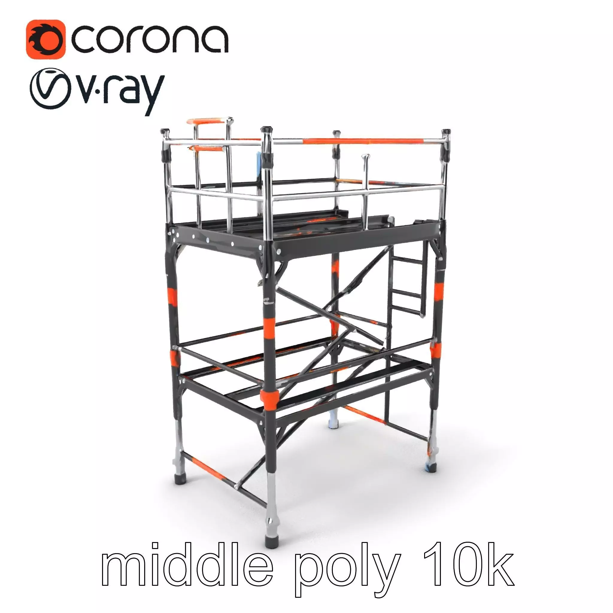 Industrial Scaffold Ladder Modular Platform model pack Low-poly 3D model_0