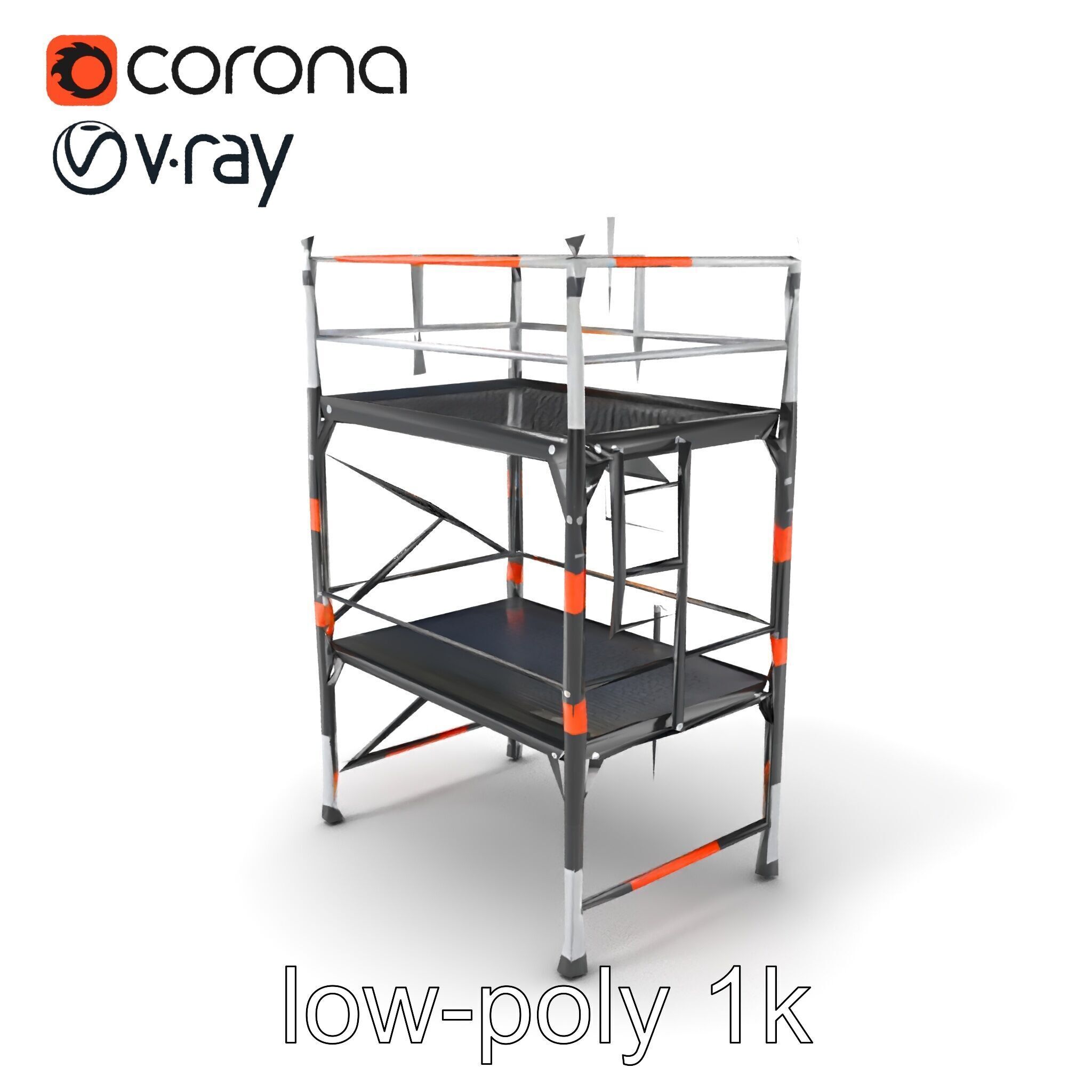 Industrial Scaffold Ladder Modular Platform model pack Low-poly 3D model_4