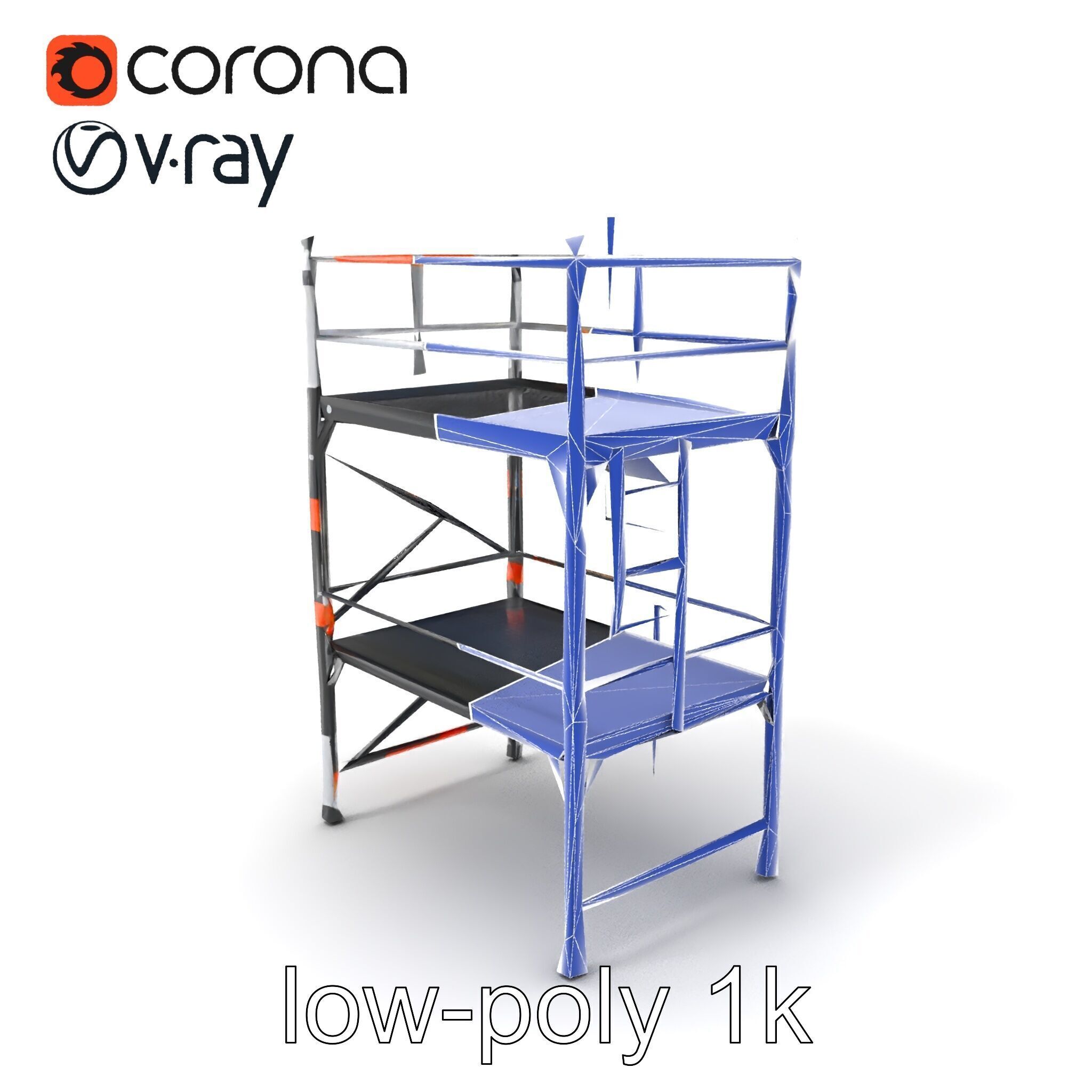 Industrial Scaffold Ladder Modular Platform model pack Low-poly 3D model_6