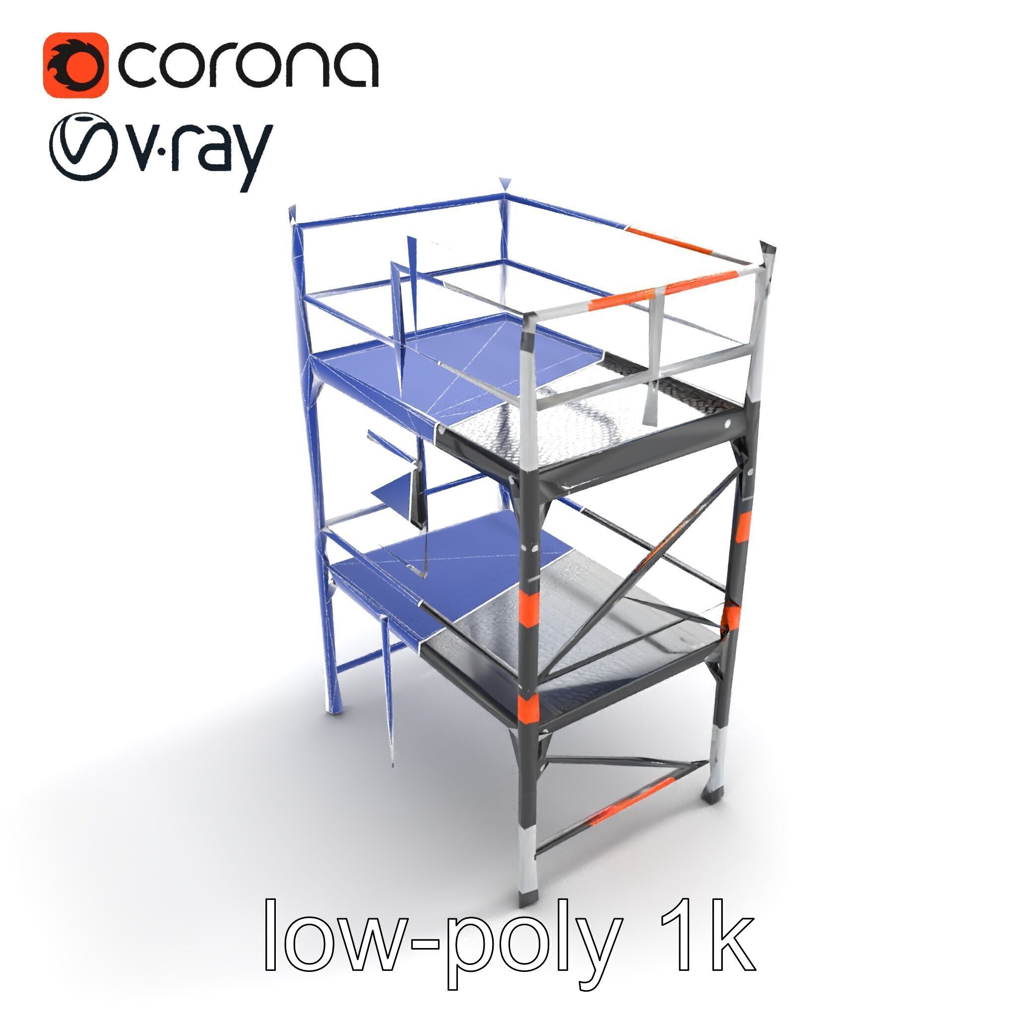 Industrial Scaffold Ladder Modular Platform model pack Low-poly 3D model_12