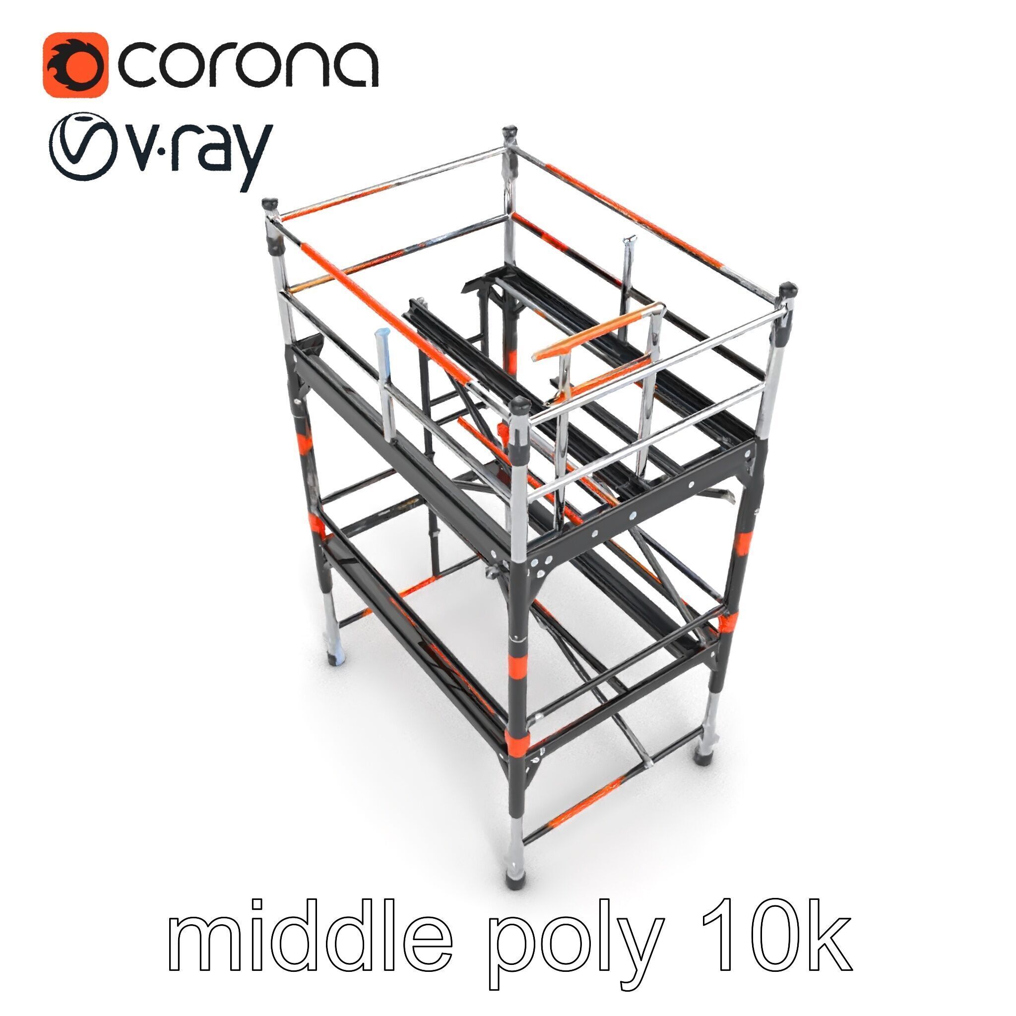 Industrial Scaffold Ladder Modular Platform model pack Low-poly 3D model_19
