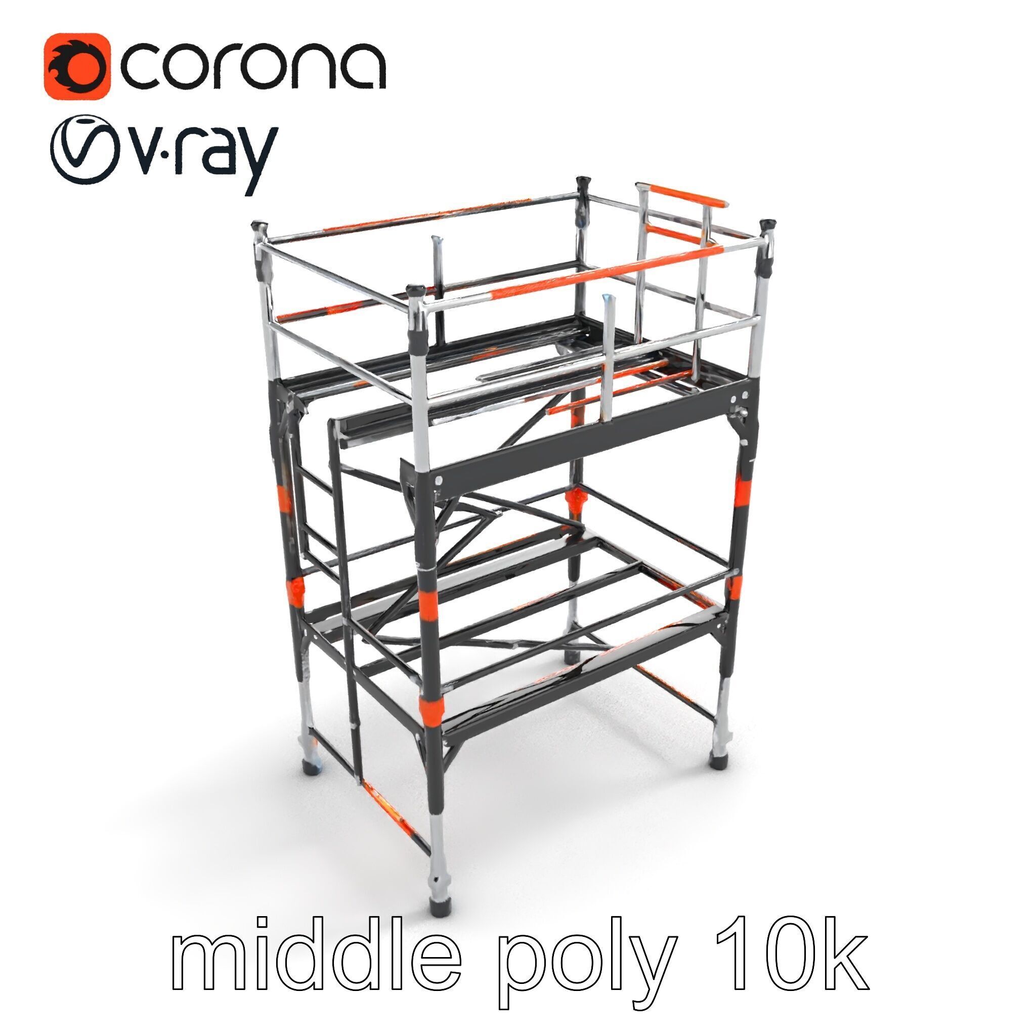 Industrial Scaffold Ladder Modular Platform model pack Low-poly 3D model_7