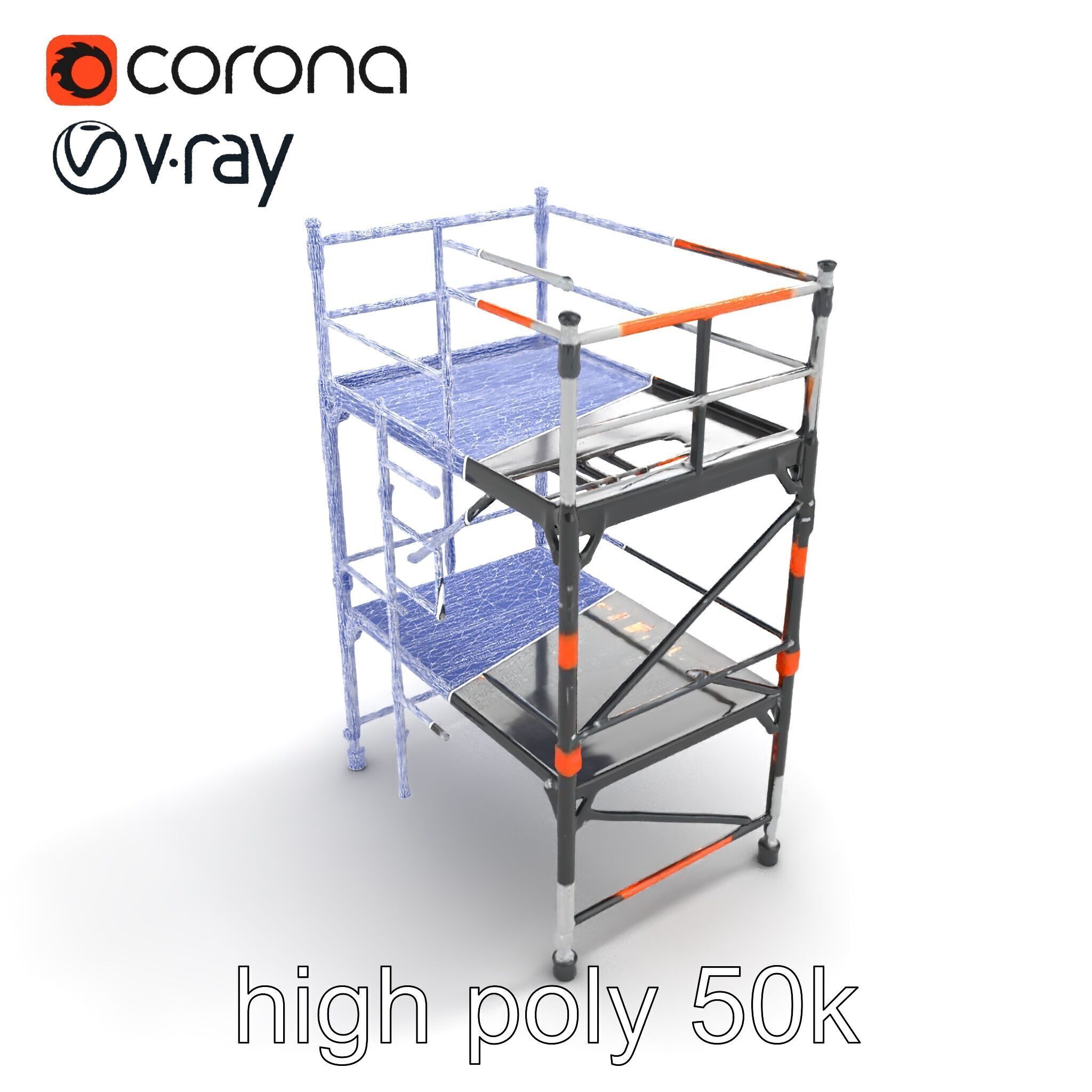Industrial Scaffold Ladder Modular Platform model pack Low-poly 3D model_10
