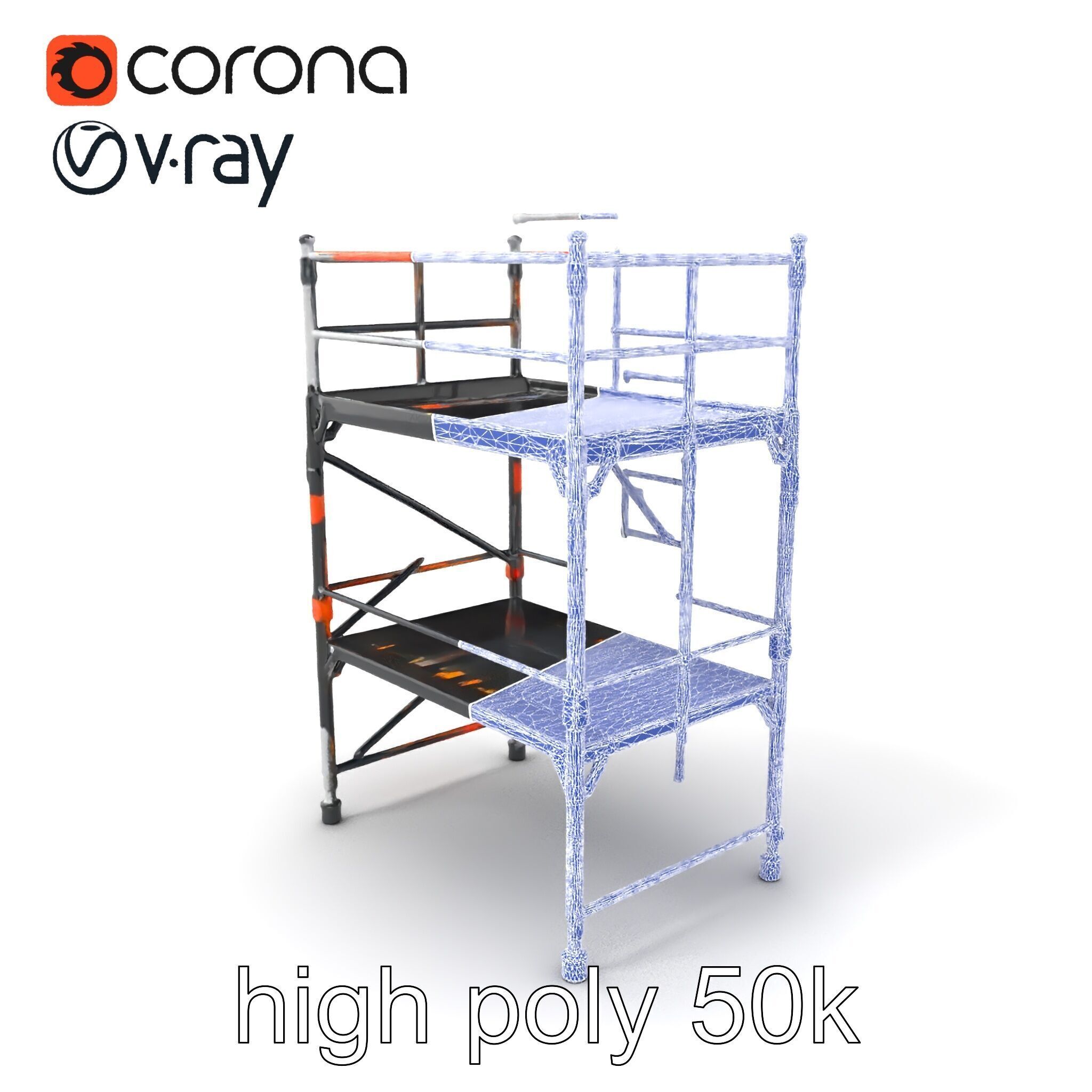 Industrial Scaffold Ladder Modular Platform model pack Low-poly 3D model_1