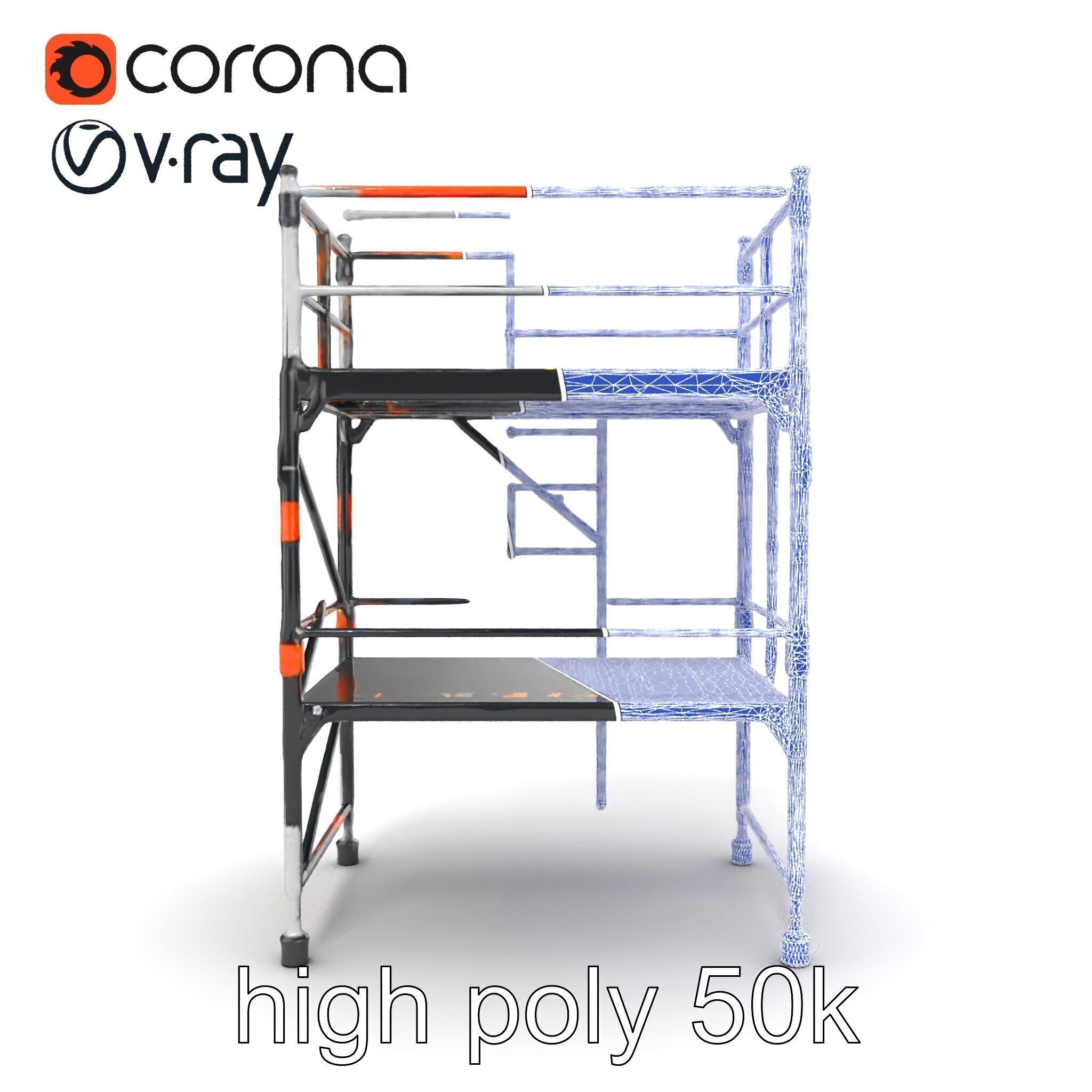 Industrial Scaffold Ladder Modular Platform model pack Low-poly 3D model_22