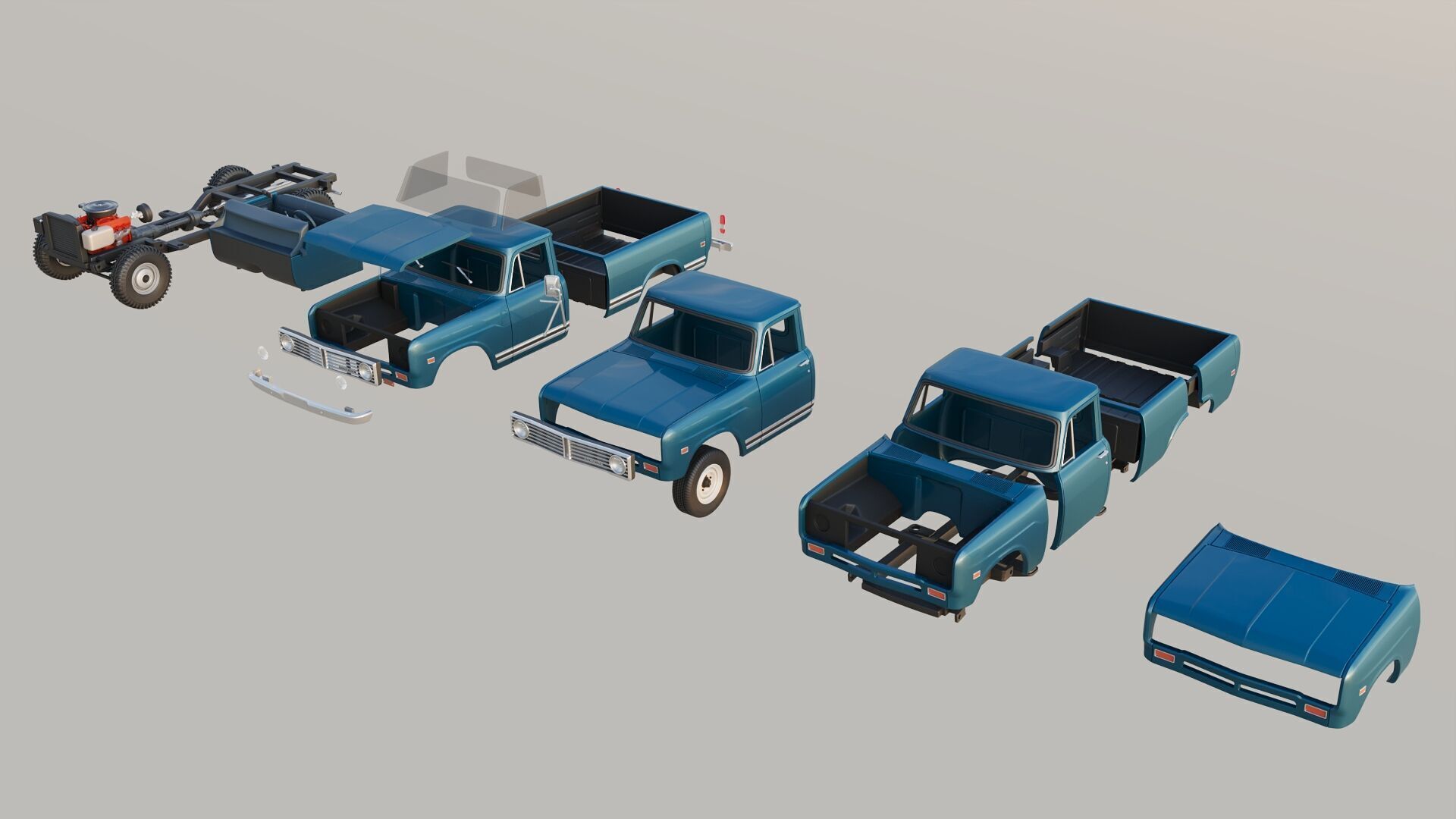 International Pickup 1972 3D print model_17