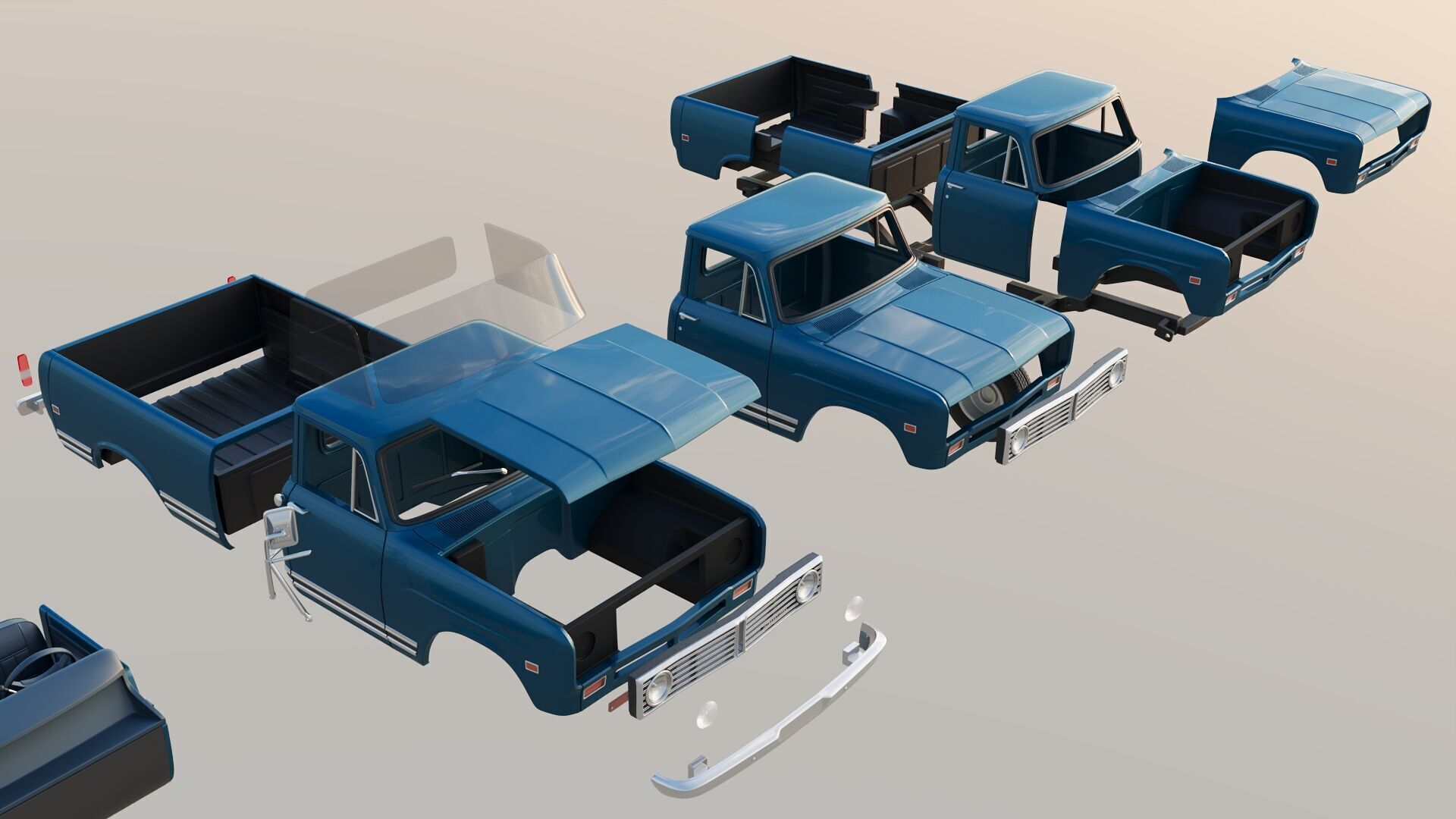 International Pickup 1972 3D print model_22