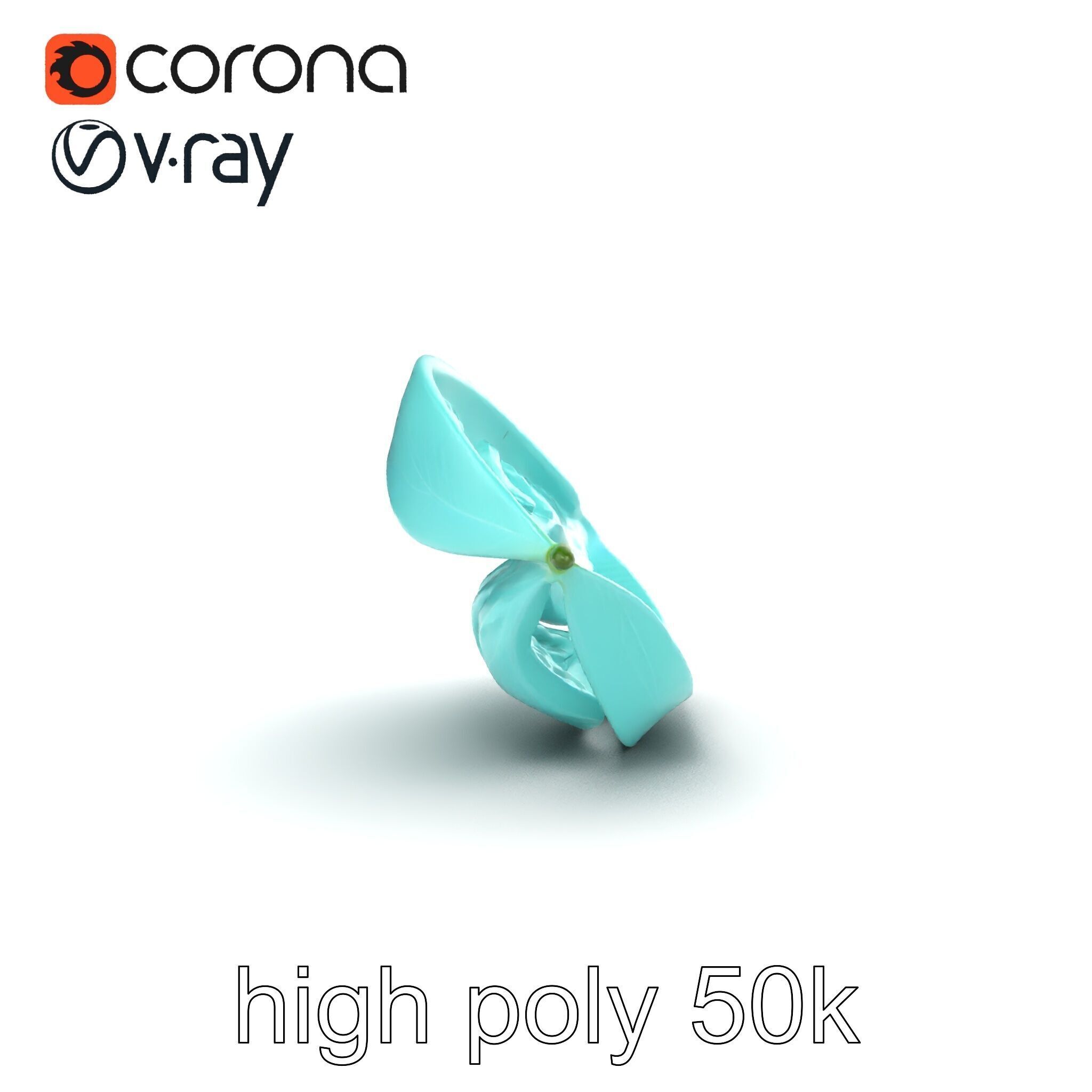 Transparent Turquoise Leaf Pattern Sculpture model pack Low-poly 3D model_18