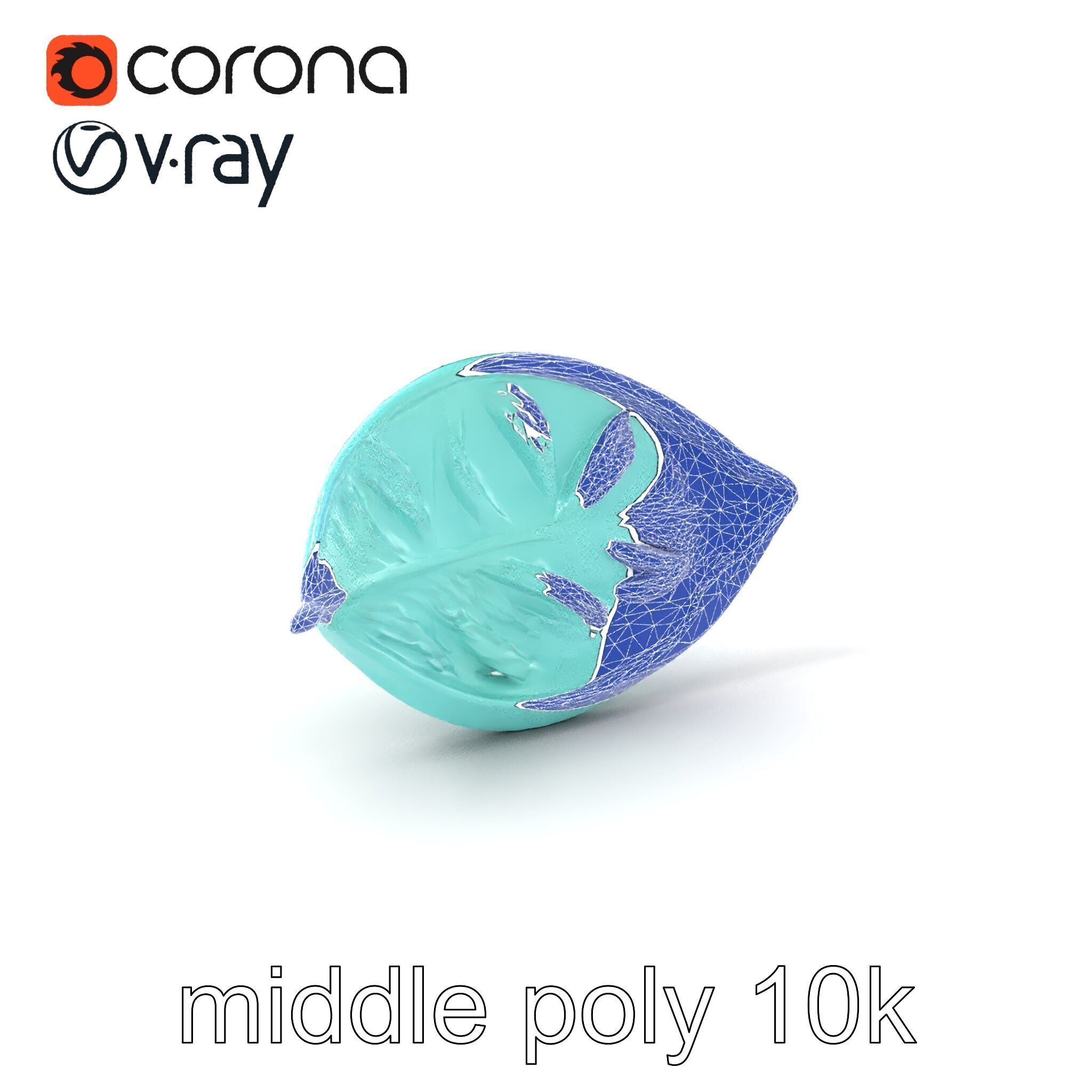 Transparent Turquoise Leaf Pattern Sculpture model pack Low-poly 3D model_6