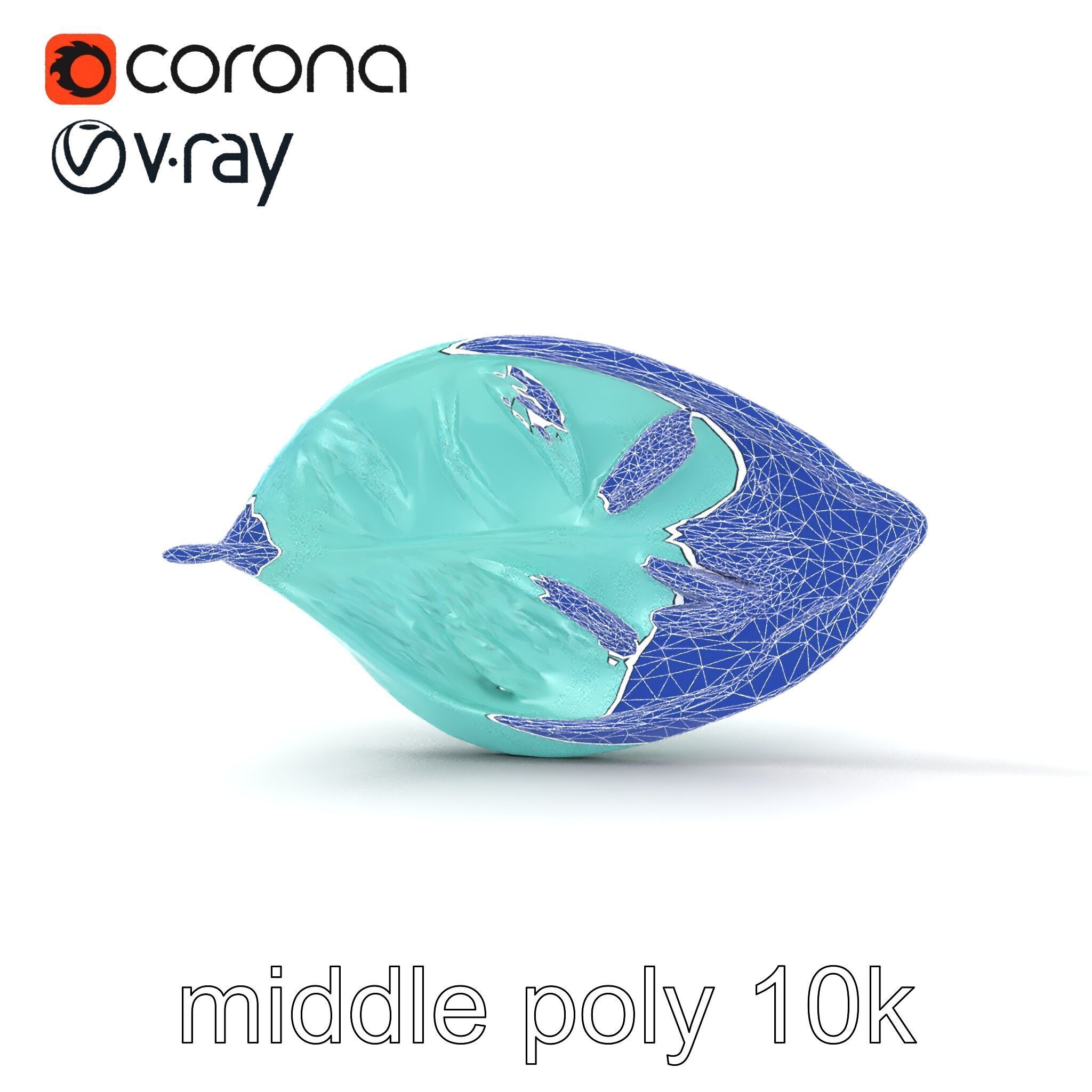 Transparent Turquoise Leaf Pattern Sculpture model pack Low-poly 3D model_28