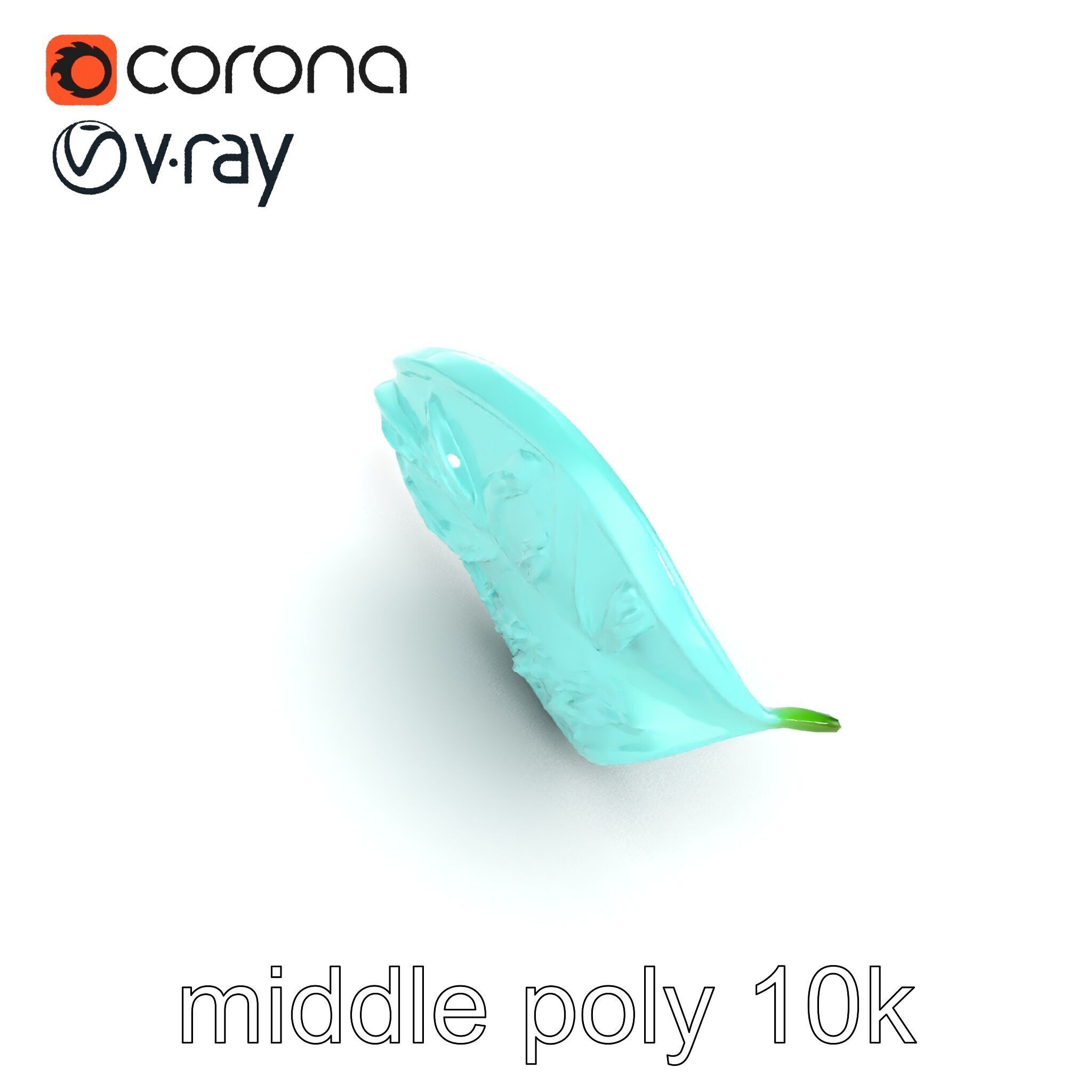 Transparent Turquoise Leaf Pattern Sculpture model pack Low-poly 3D model_25