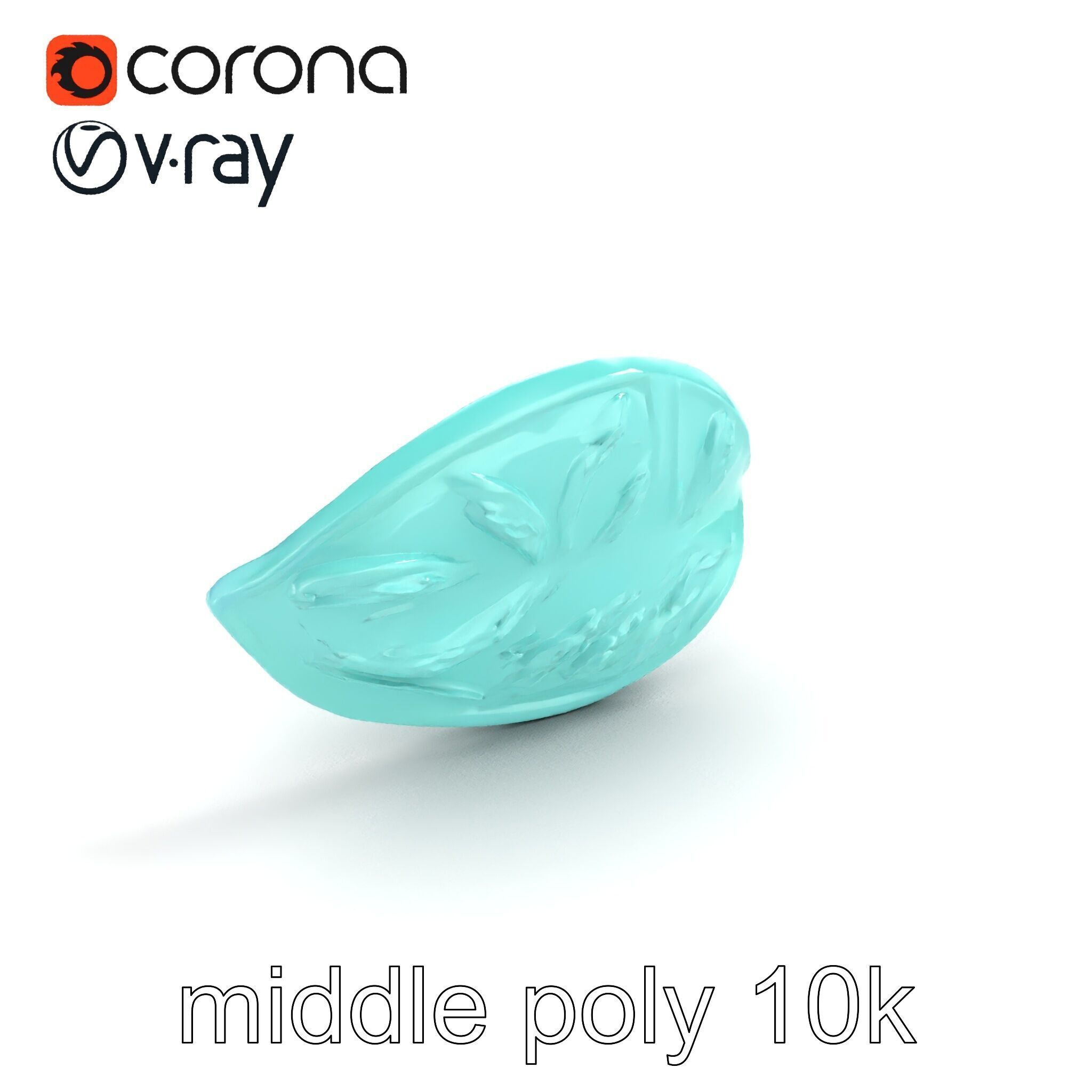 Transparent Turquoise Leaf Pattern Sculpture model pack Low-poly 3D model_8