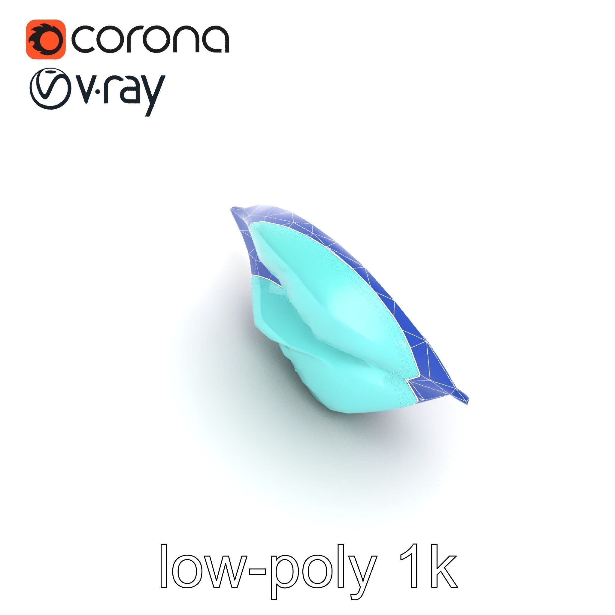 Transparent Turquoise Leaf Pattern Sculpture model pack Low-poly 3D model_21