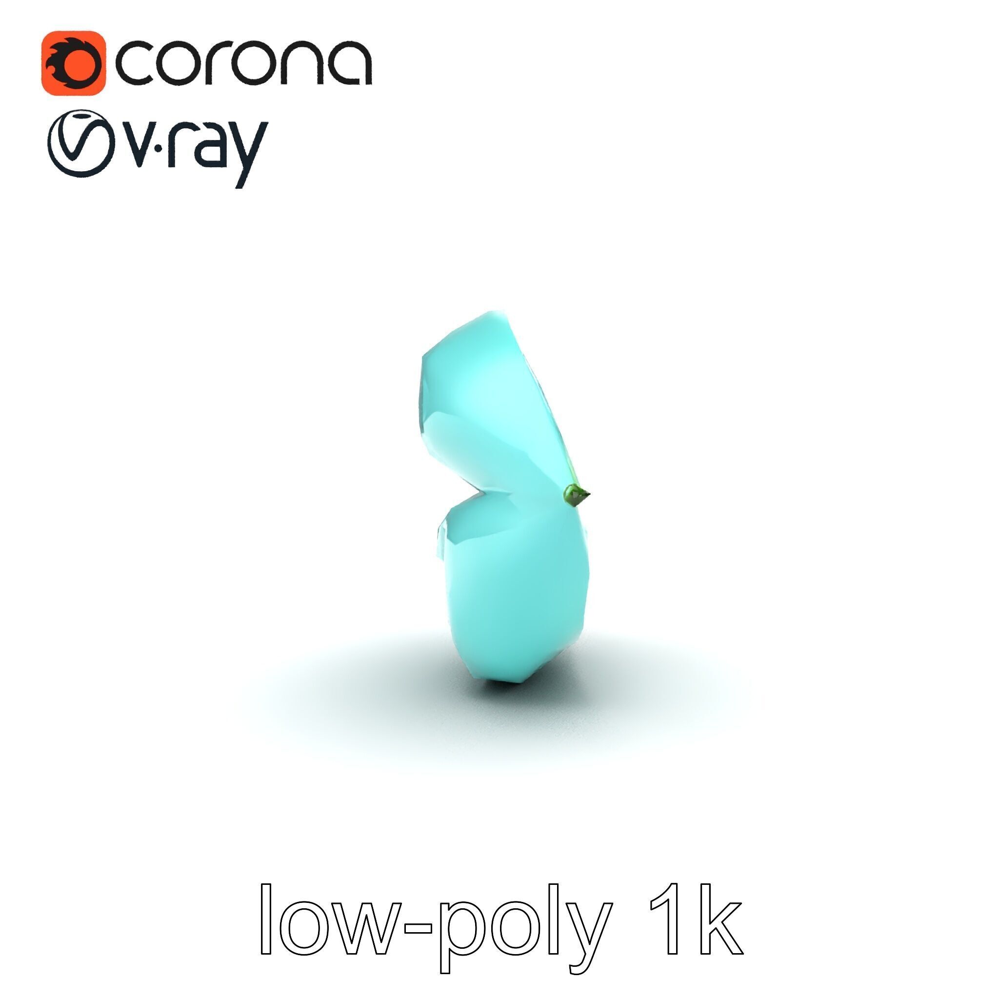 Transparent Turquoise Leaf Pattern Sculpture model pack Low-poly 3D model_20