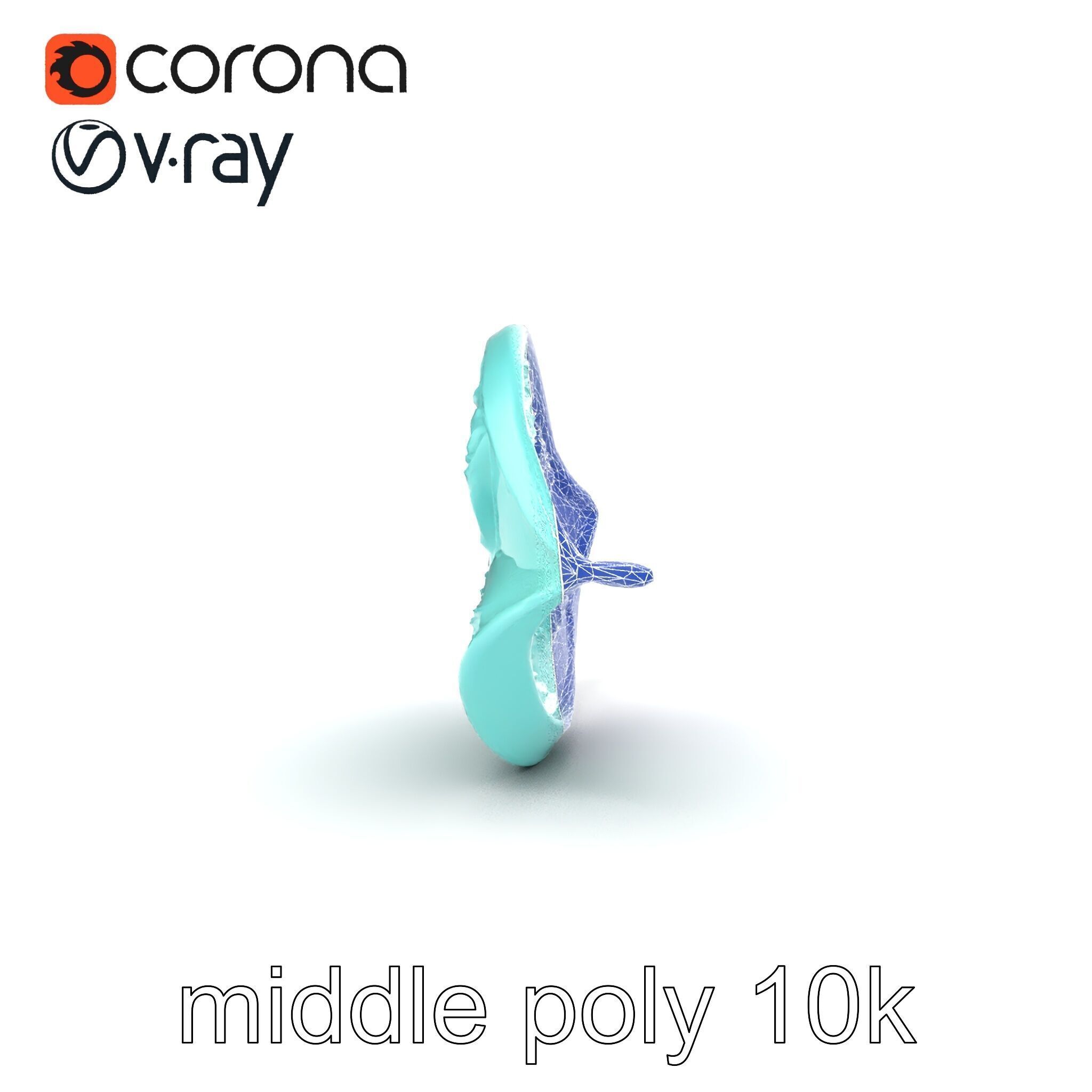 Transparent Turquoise Leaf Pattern Sculpture model pack Low-poly 3D model_16