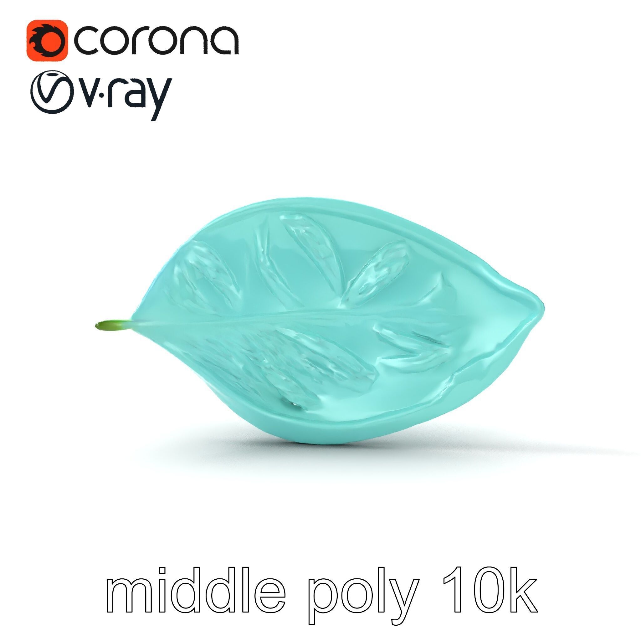 Transparent Turquoise Leaf Pattern Sculpture model pack Low-poly 3D model_15