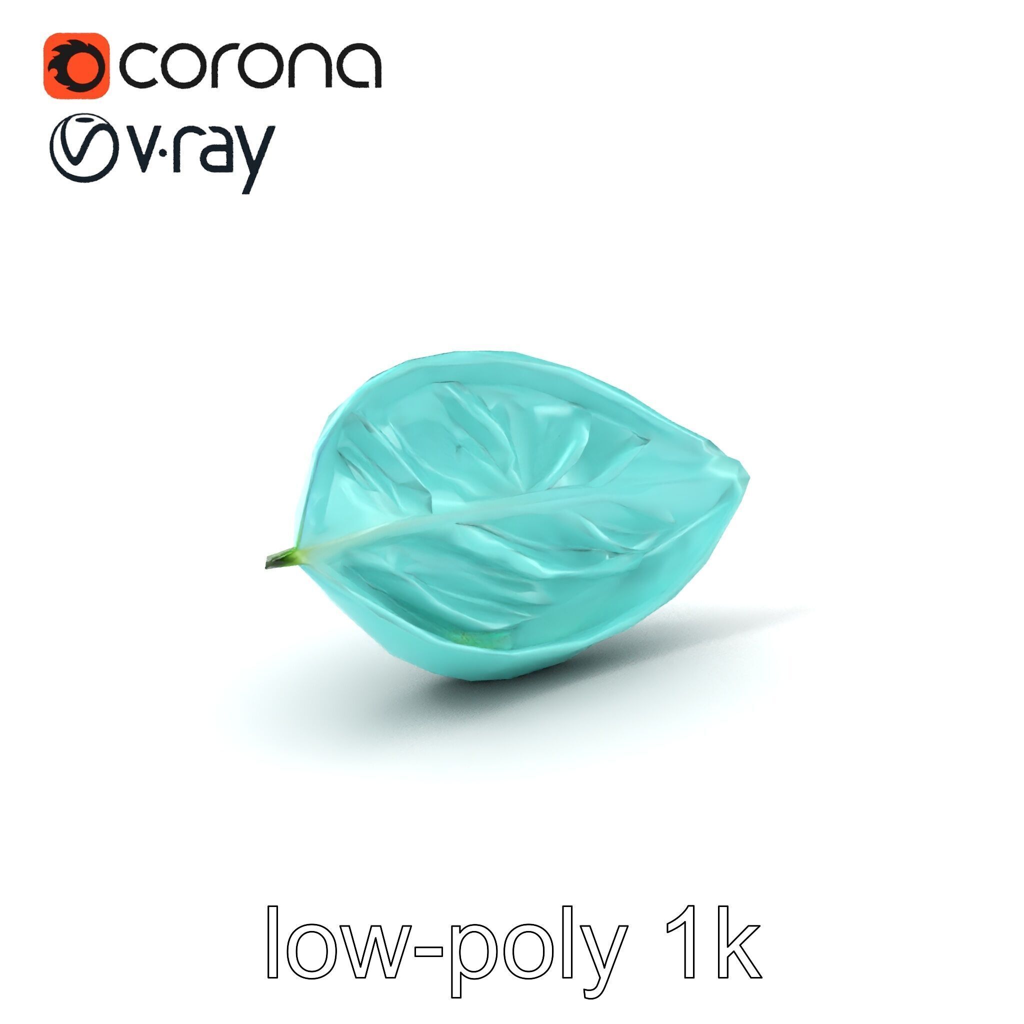 Transparent Turquoise Leaf Pattern Sculpture model pack Low-poly 3D model_5