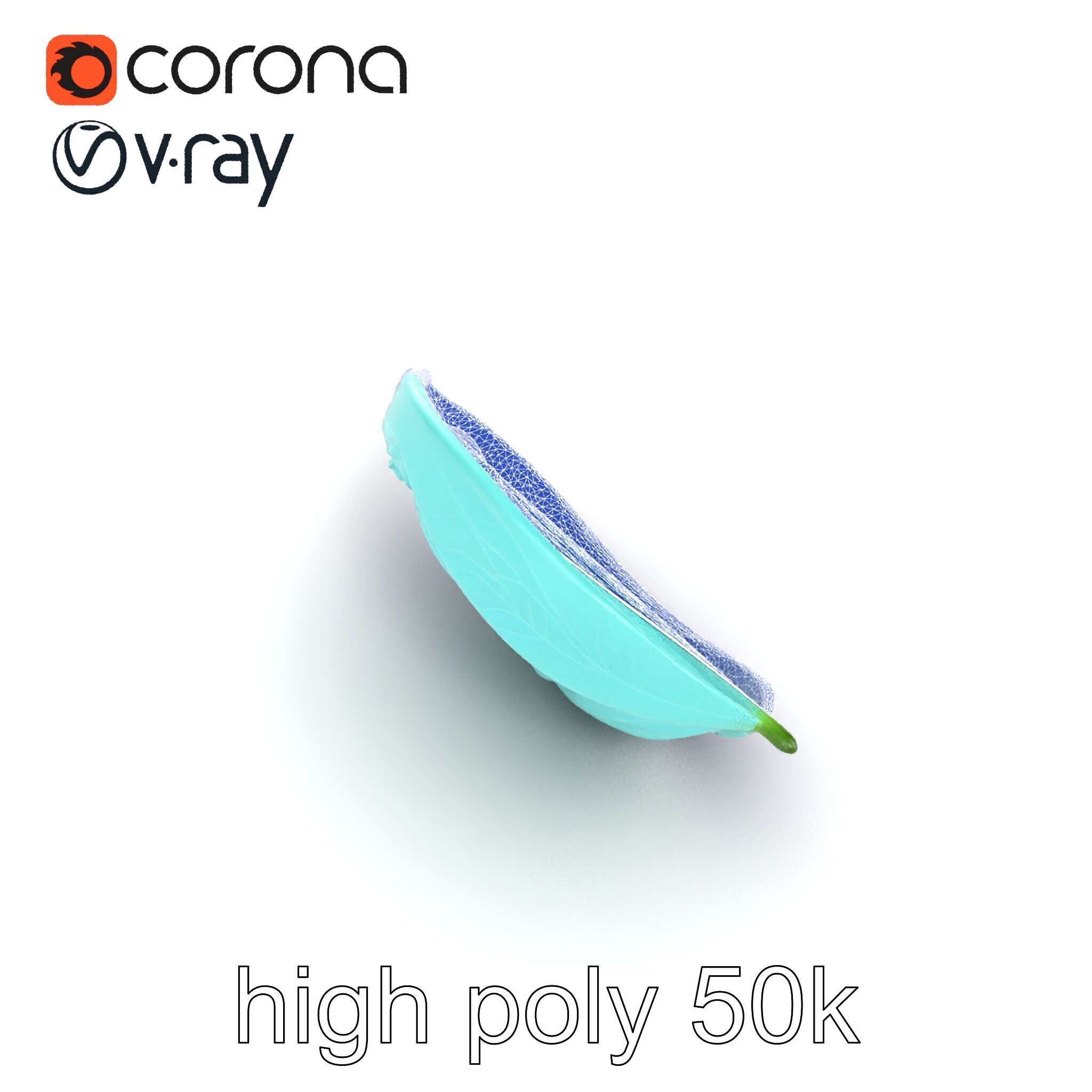 Transparent Turquoise Leaf Pattern Sculpture model pack Low-poly 3D model_30