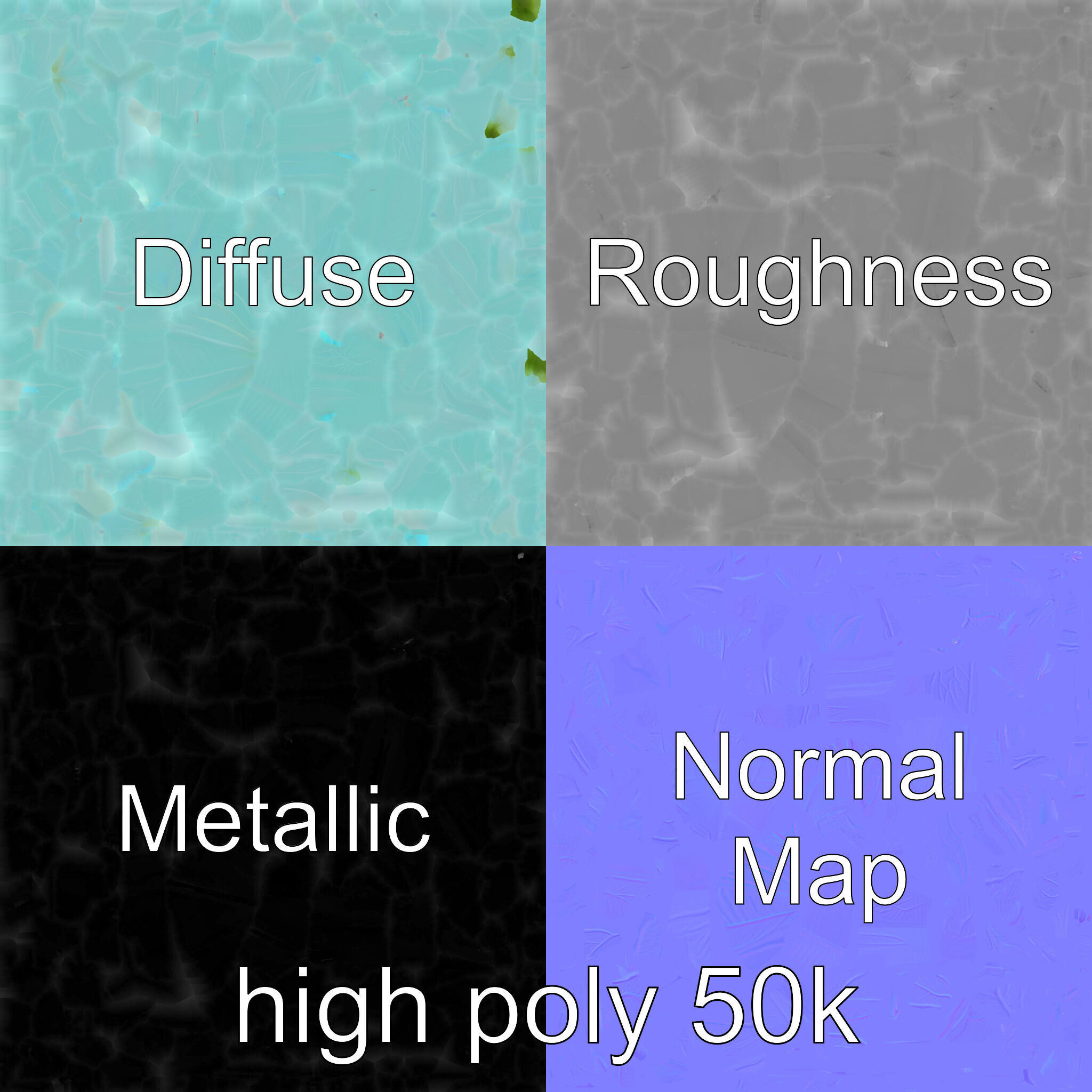 Transparent Turquoise Leaf Pattern Sculpture model pack Low-poly 3D model_3