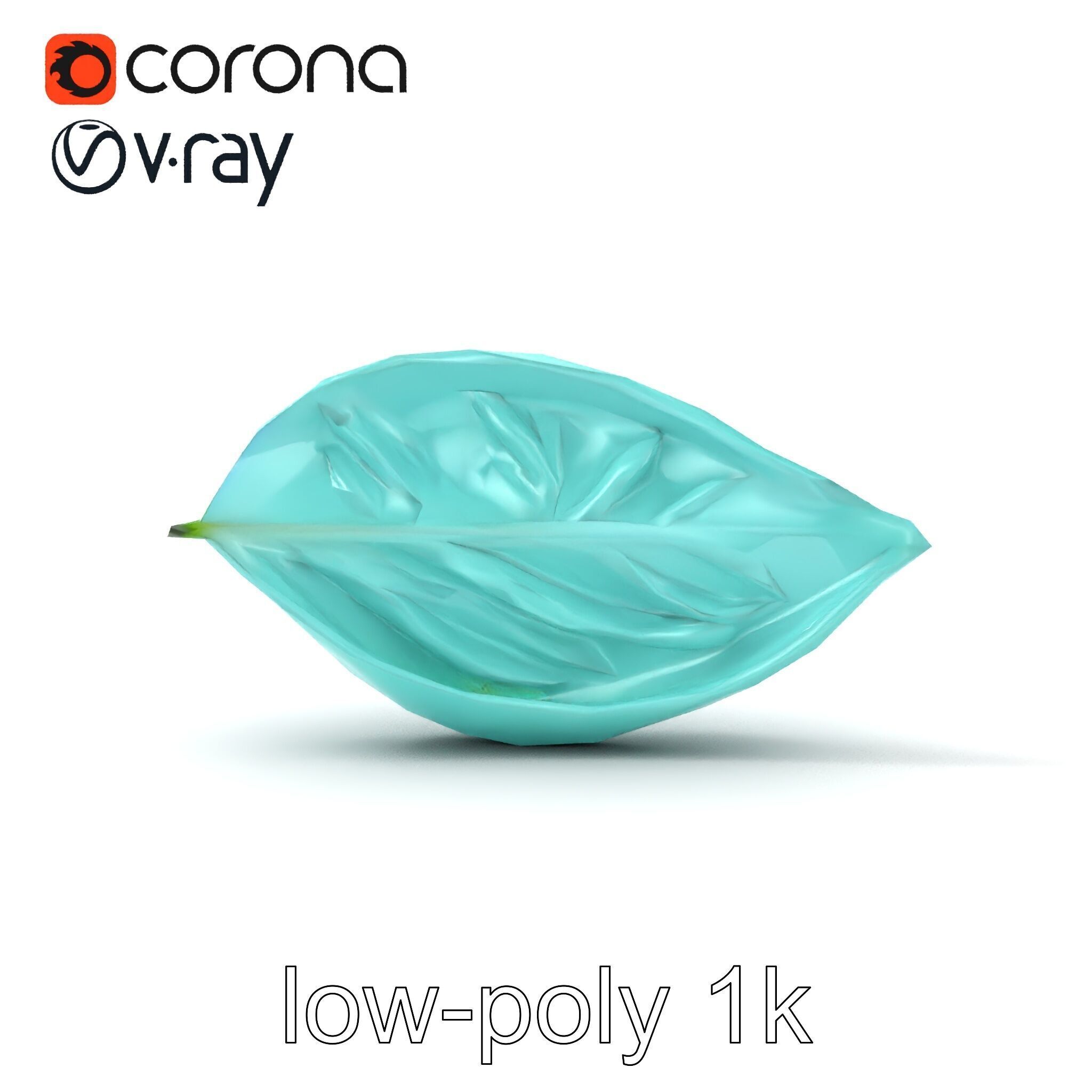 Transparent Turquoise Leaf Pattern Sculpture model pack Low-poly 3D model_29