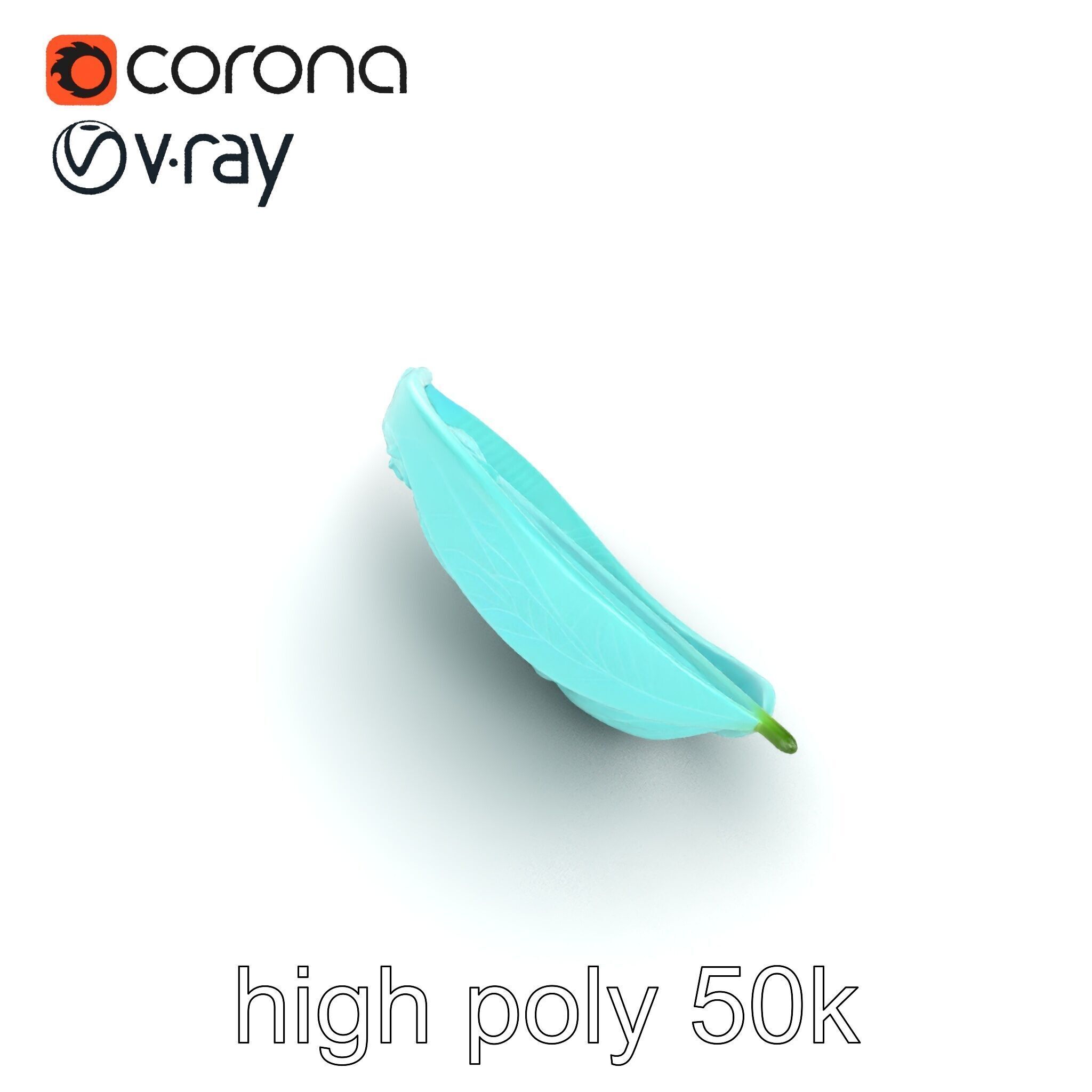 Transparent Turquoise Leaf Pattern Sculpture model pack Low-poly 3D model_23