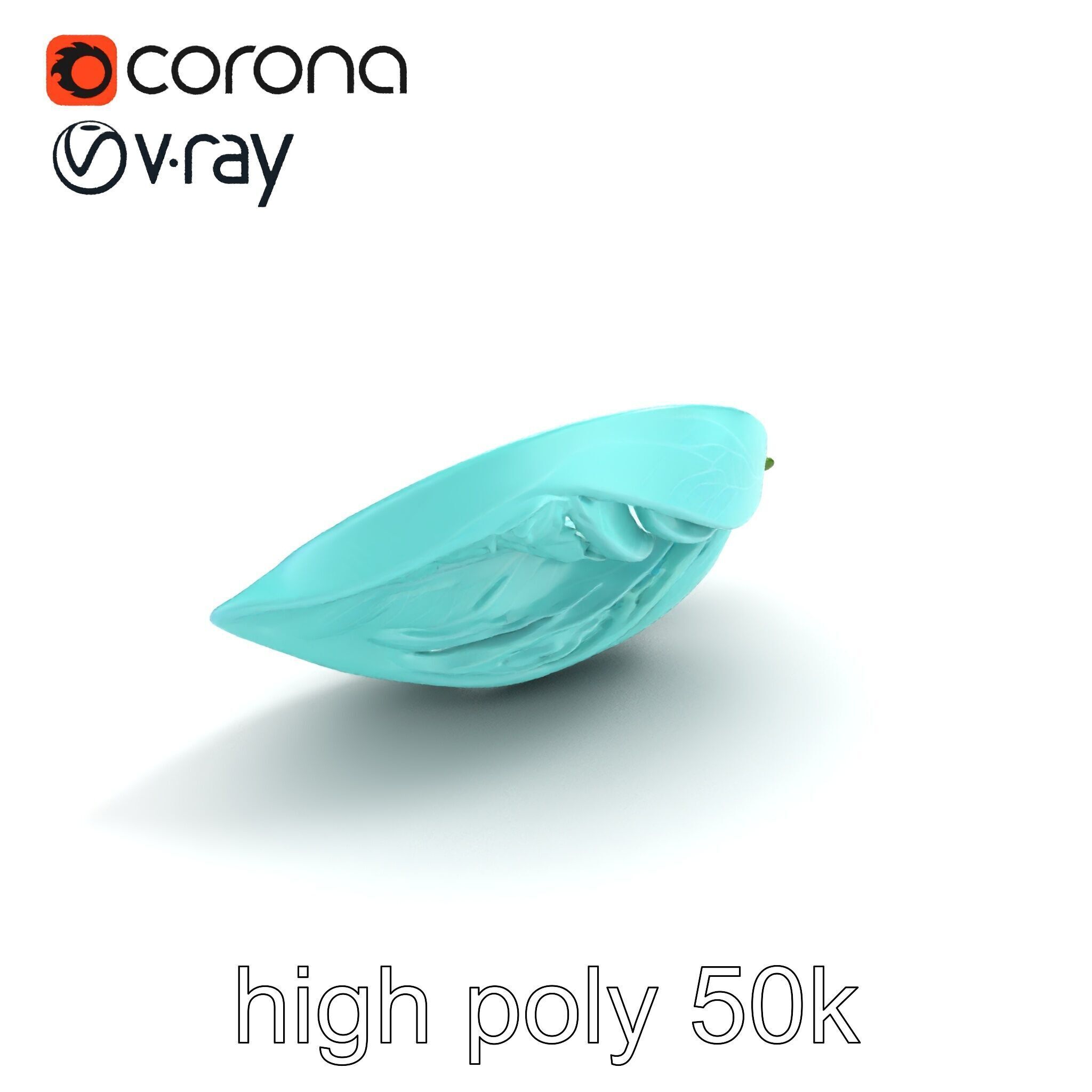 Transparent Turquoise Leaf Pattern Sculpture model pack Low-poly 3D model_13