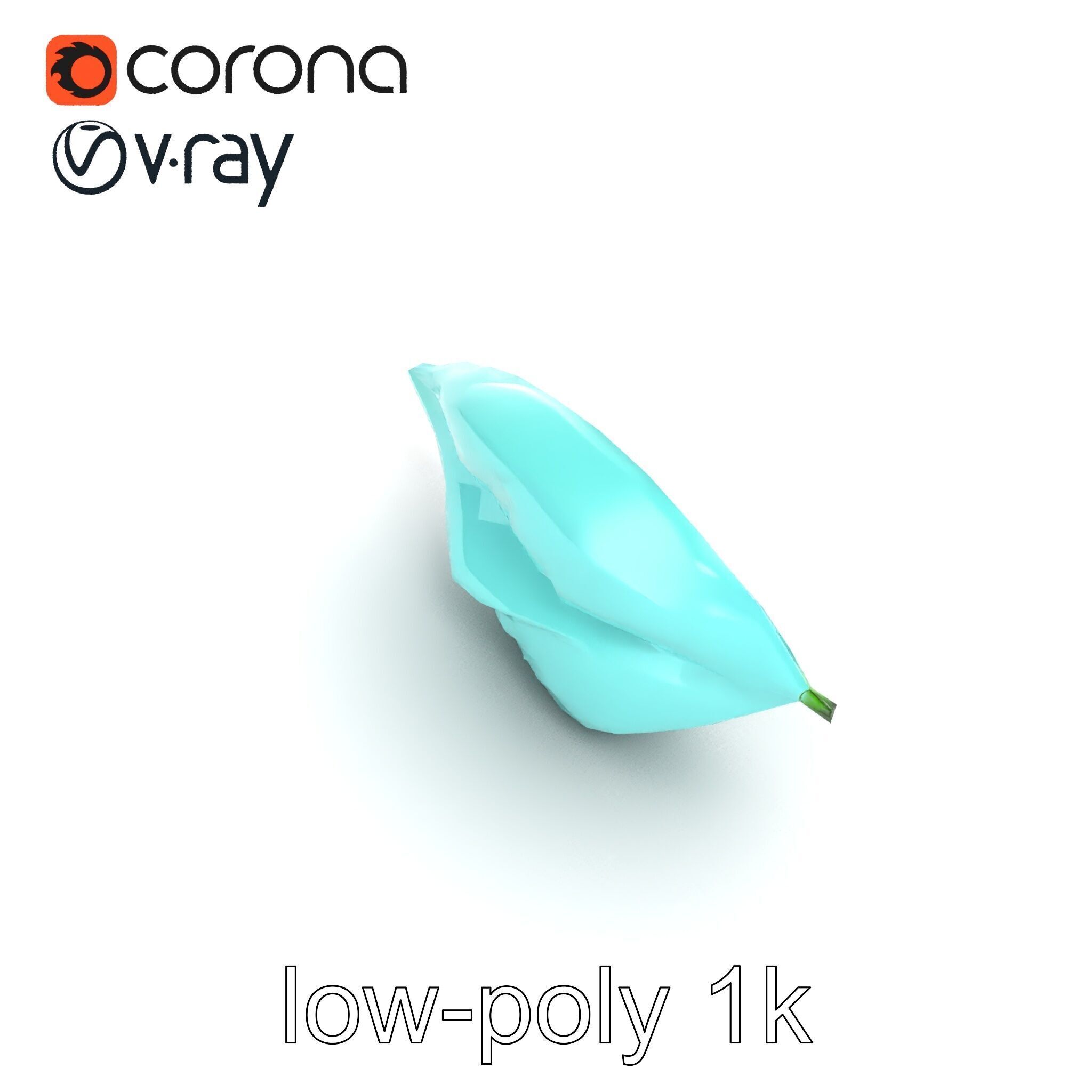 Transparent Turquoise Leaf Pattern Sculpture model pack Low-poly 3D model_26