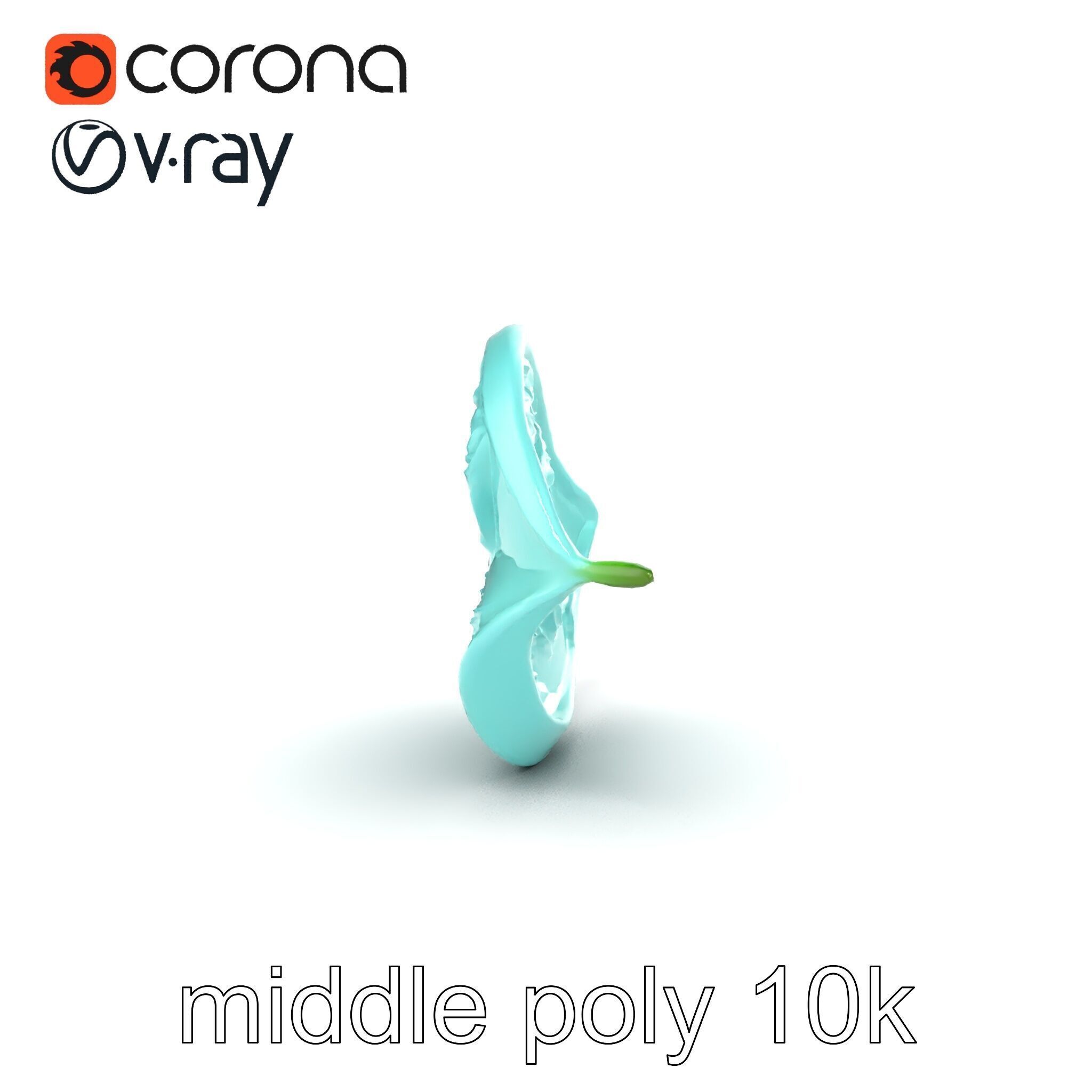 Transparent Turquoise Leaf Pattern Sculpture model pack Low-poly 3D model_17