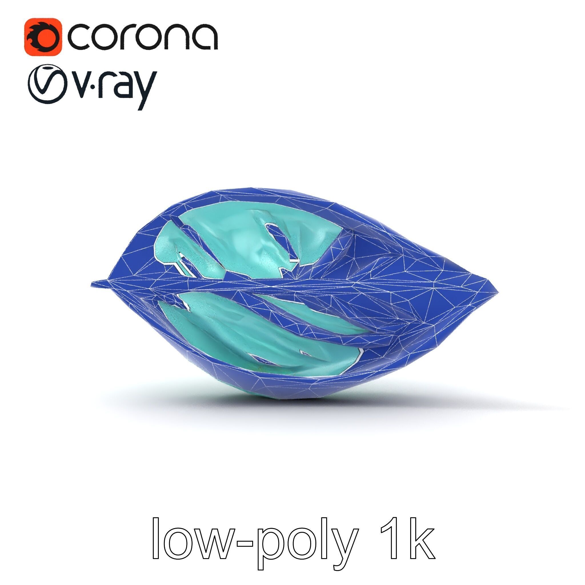 Transparent Turquoise Leaf Pattern Sculpture model pack Low-poly 3D model_32