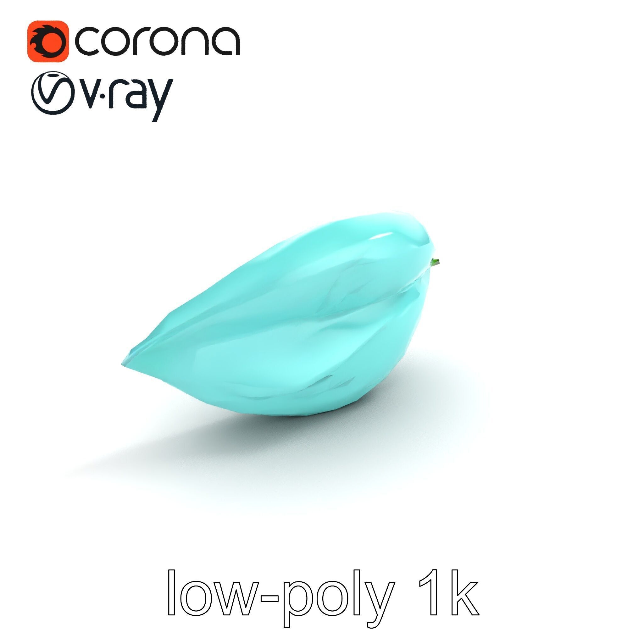 Transparent Turquoise Leaf Pattern Sculpture model pack Low-poly 3D model_9