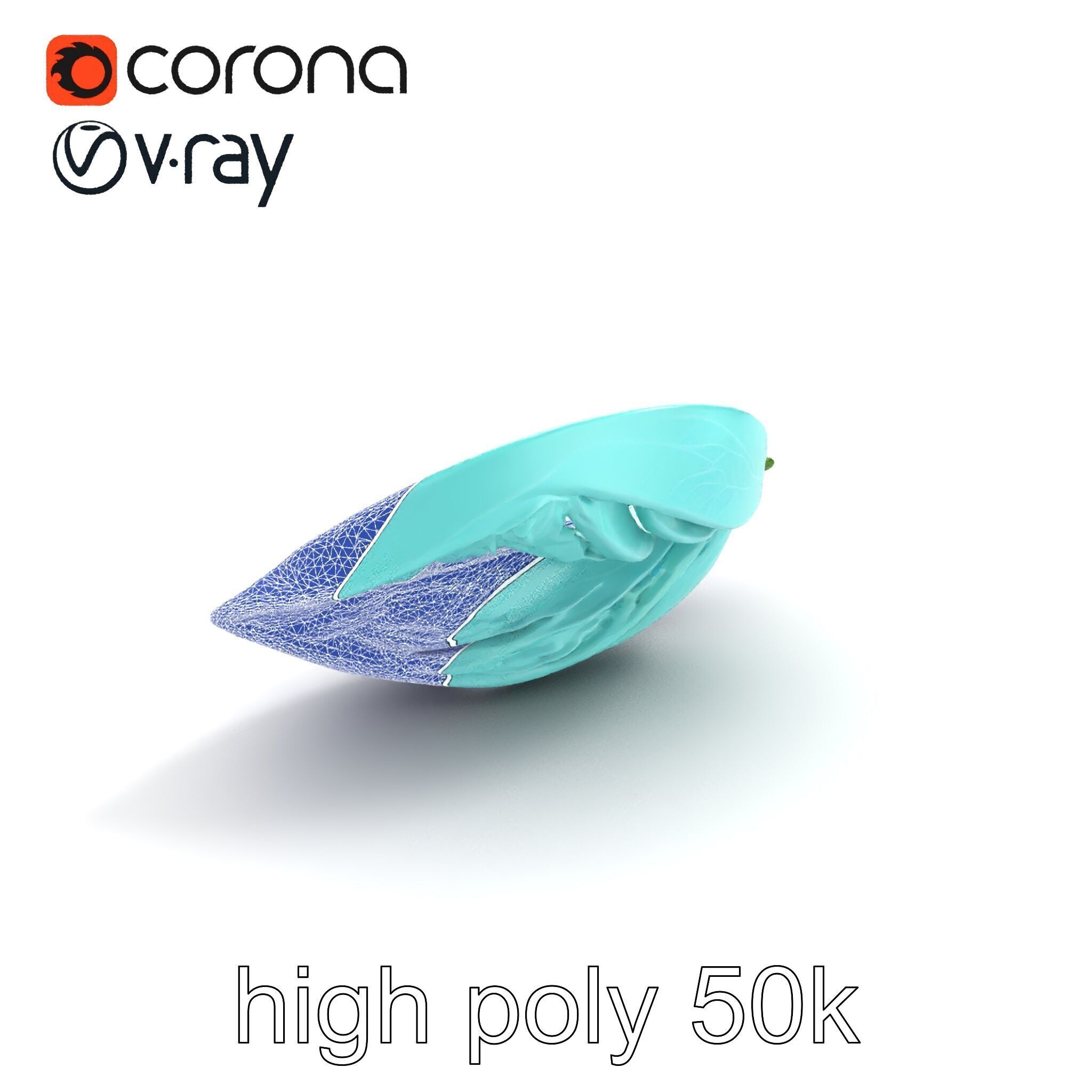 Transparent Turquoise Leaf Pattern Sculpture model pack Low-poly 3D model_27