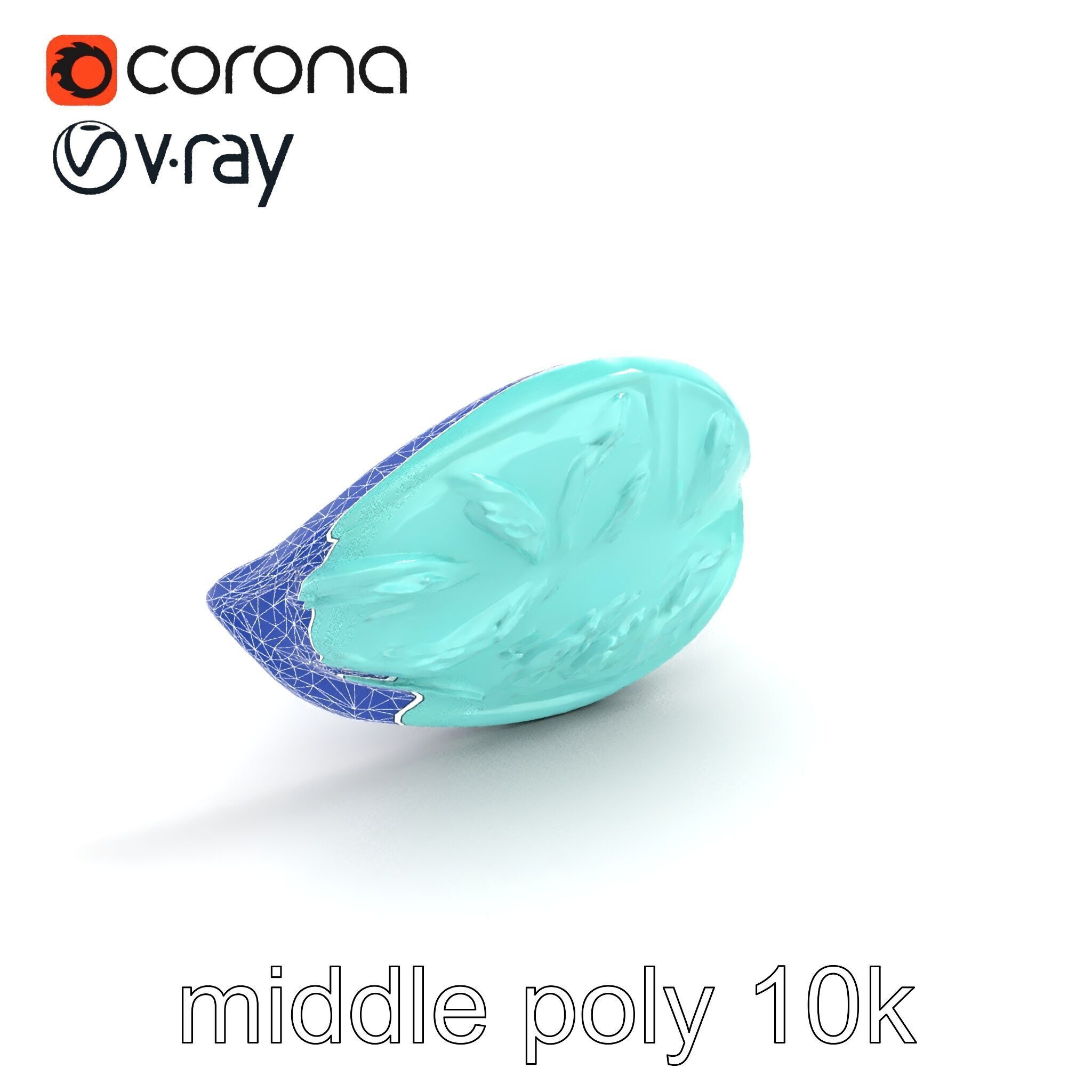 Transparent Turquoise Leaf Pattern Sculpture model pack Low-poly 3D model_14