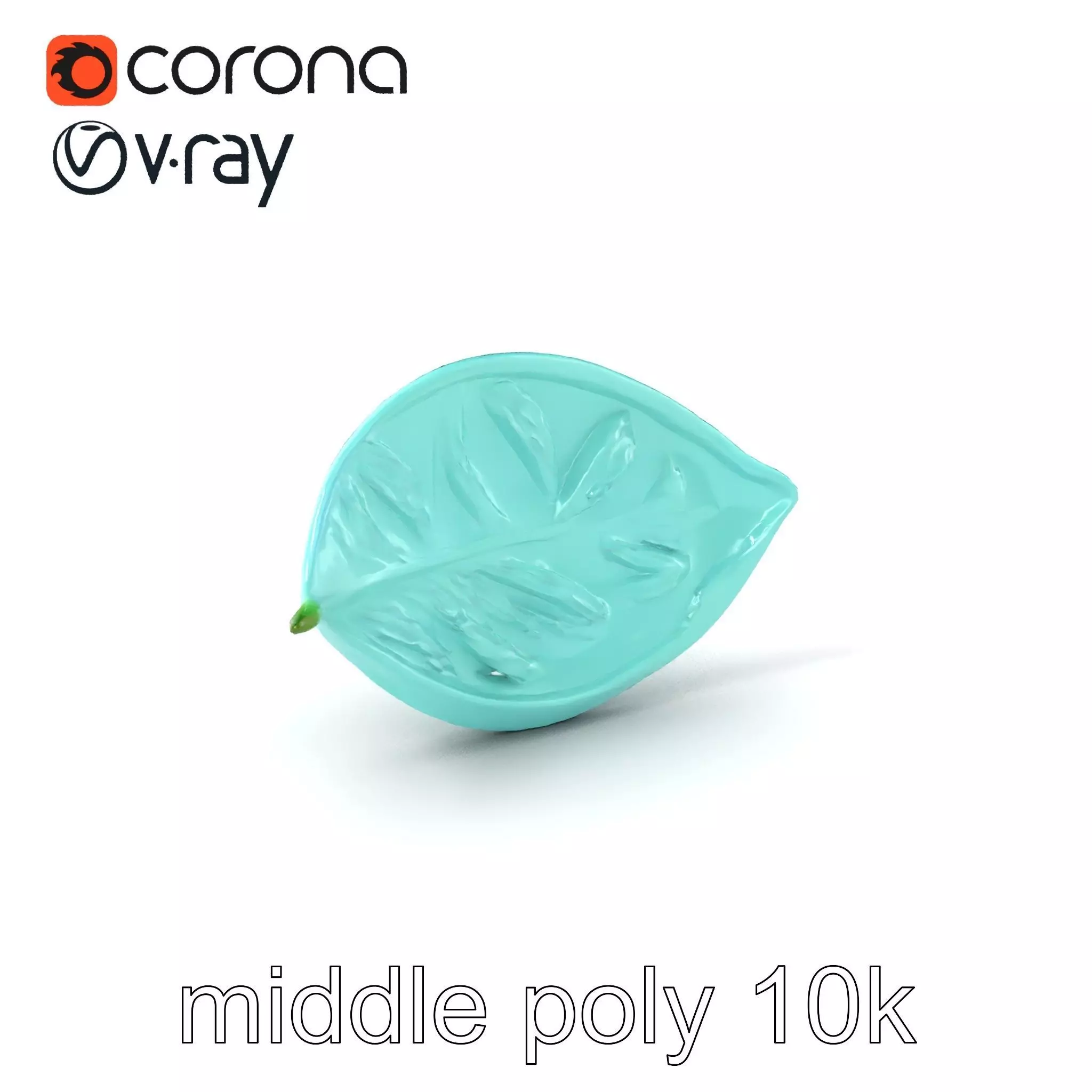 Transparent Turquoise Leaf Pattern Sculpture model pack Low-poly 3D model_0