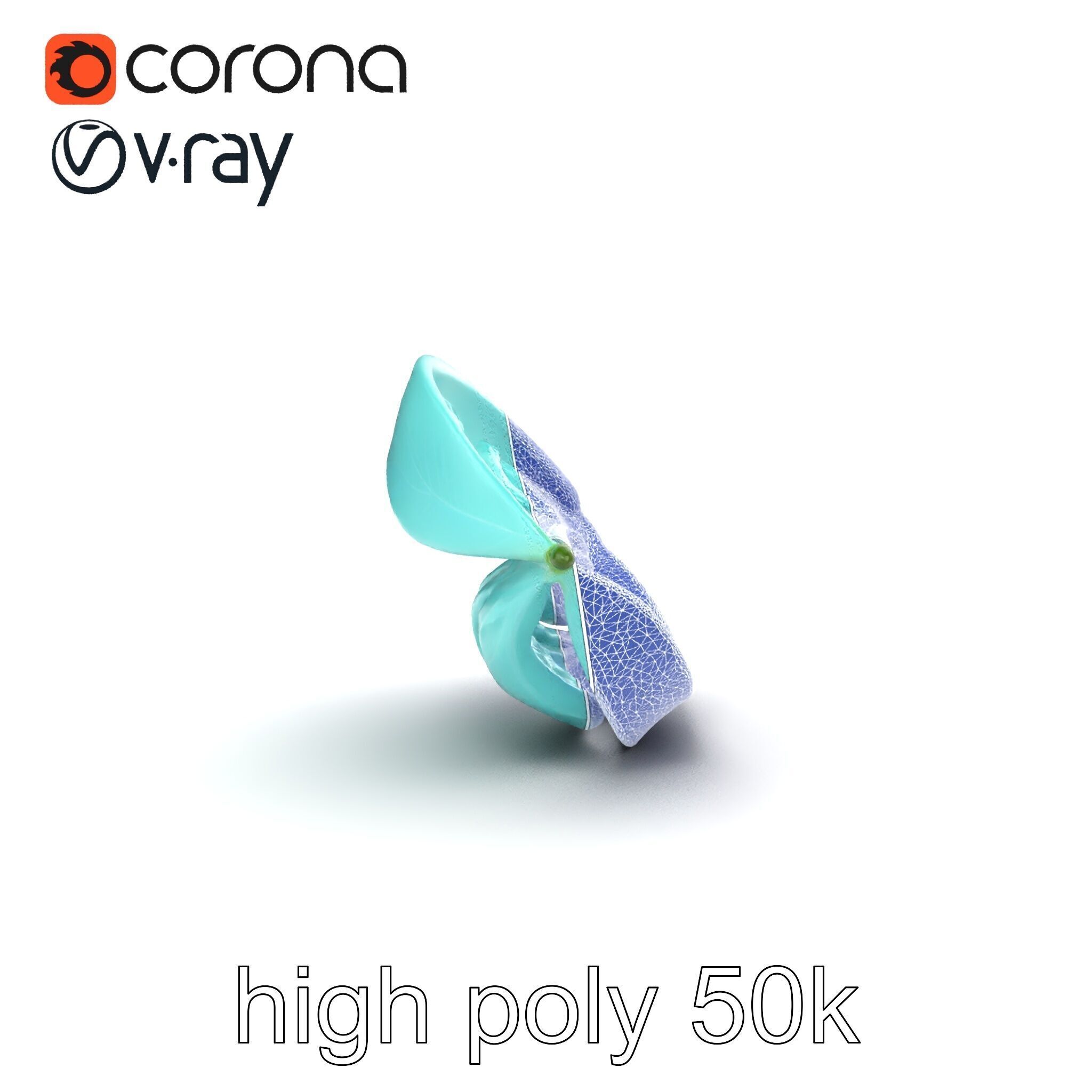 Transparent Turquoise Leaf Pattern Sculpture model pack Low-poly 3D model_19