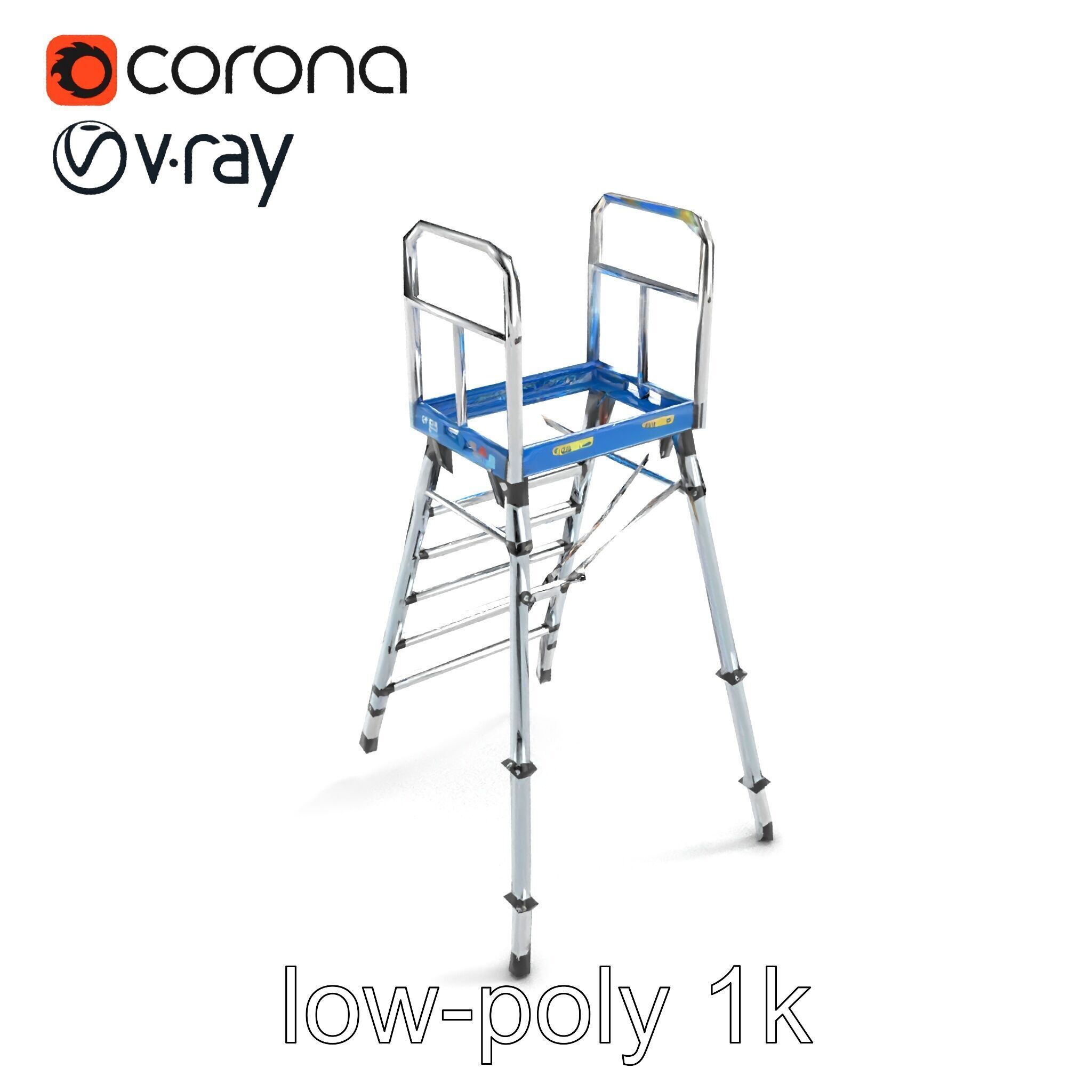 Versatile Scaffold Ladder 3D Model Pack with Ergonomic Design Low-poly 3D model_9