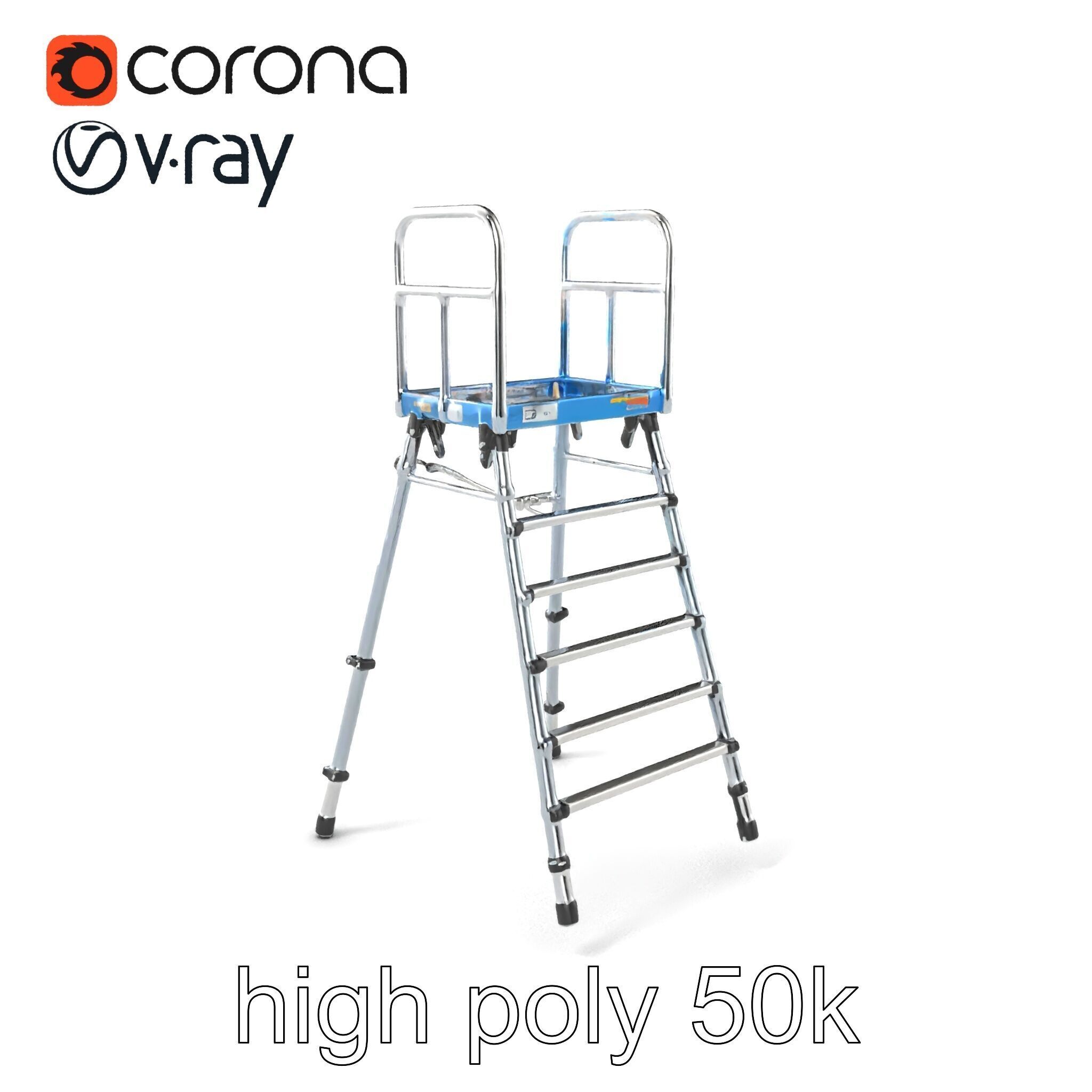 Versatile Scaffold Ladder 3D Model Pack with Ergonomic Design Low-poly 3D model_2