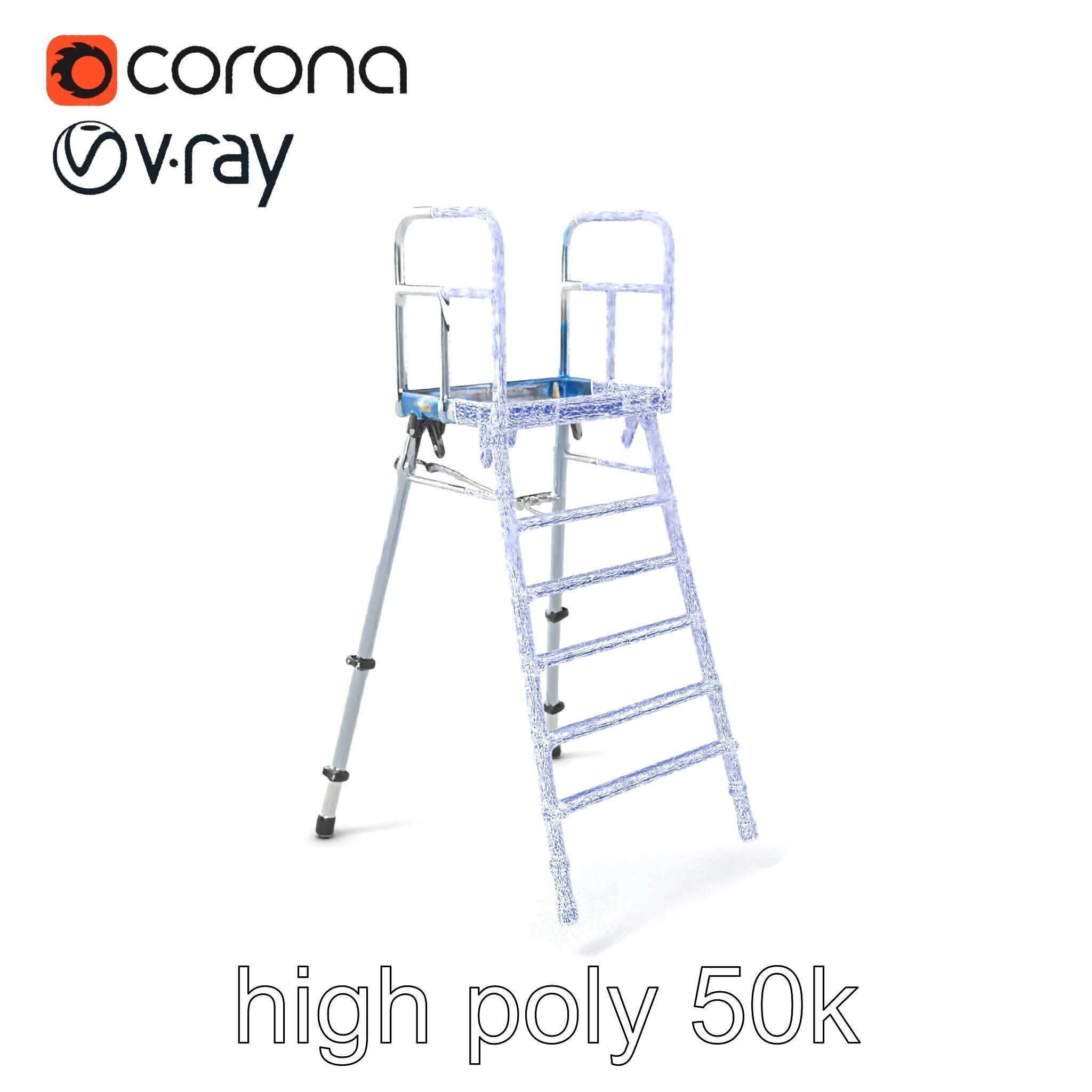 Versatile Scaffold Ladder 3D Model Pack with Ergonomic Design Low-poly 3D model_10