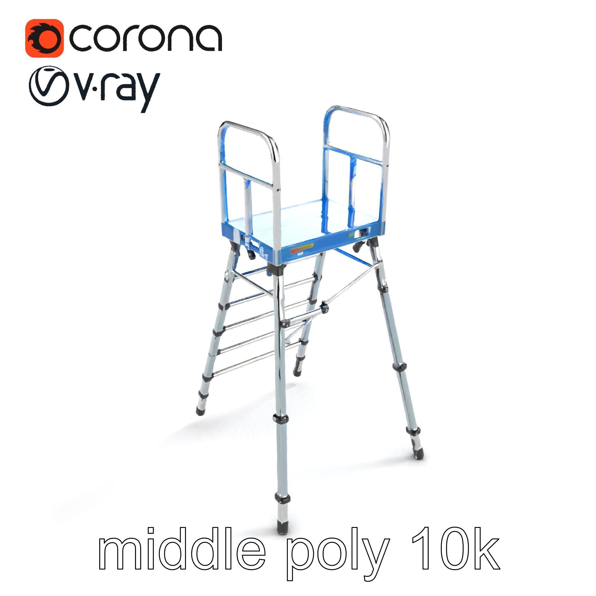 Versatile Scaffold Ladder 3D Model Pack with Ergonomic Design Low-poly 3D model_8